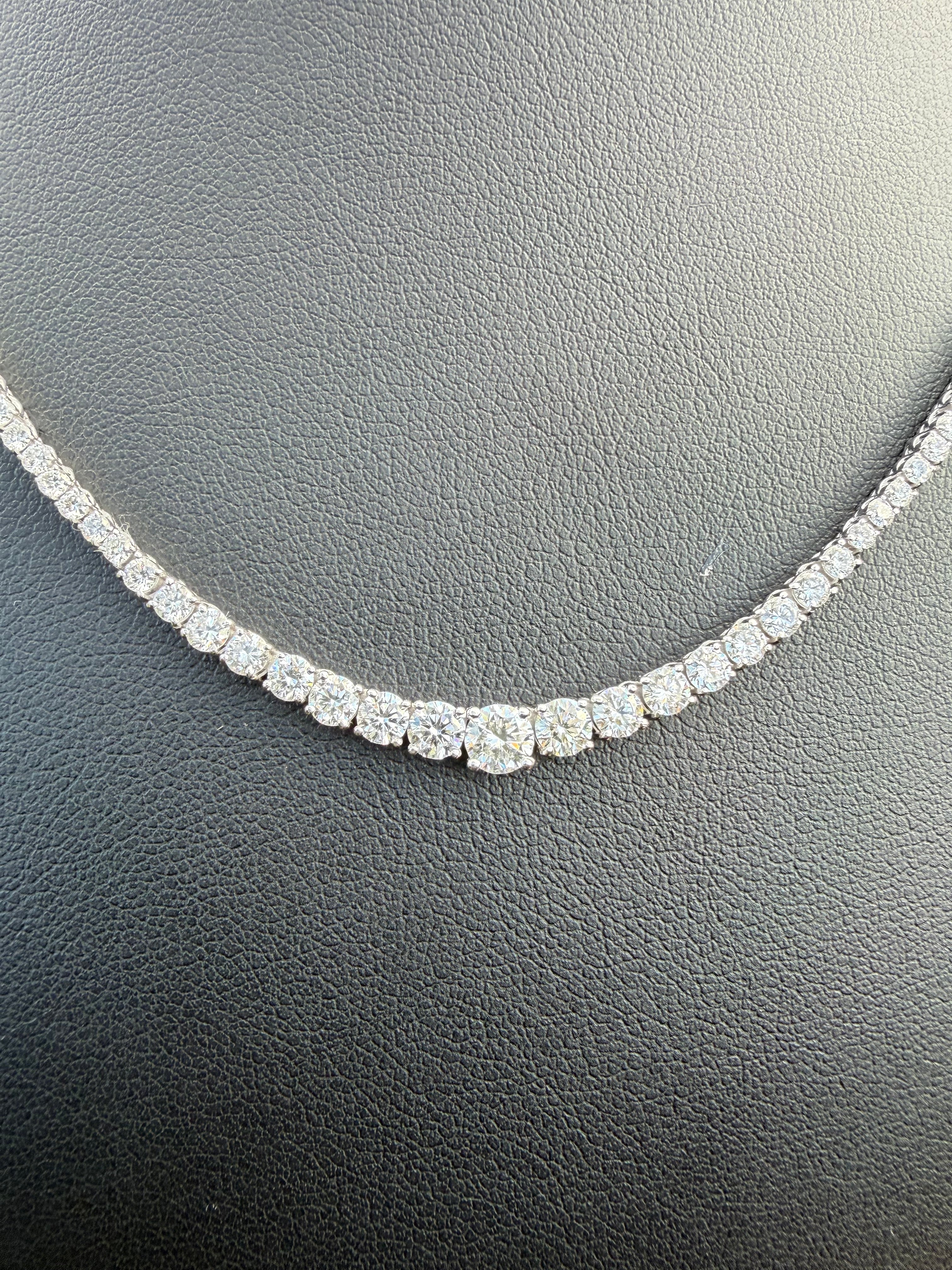 5.49ct Round Cut Lab grown Diamond graduated Tennis necklace IGI certified 9k White Gold