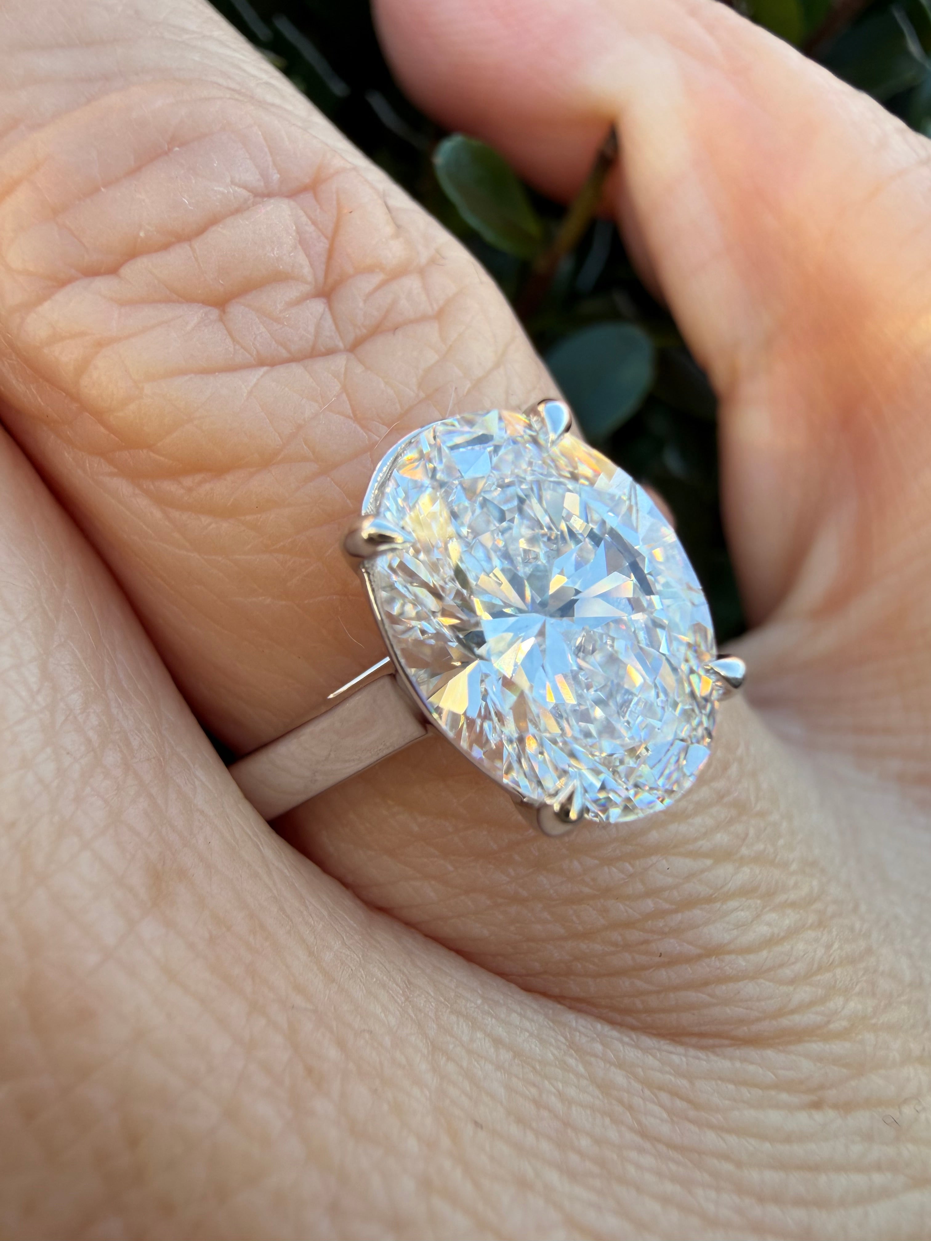 3.02ct oval cut Lab Grown Diamond Solitaire Ring IGI Certified set in 9k white gold