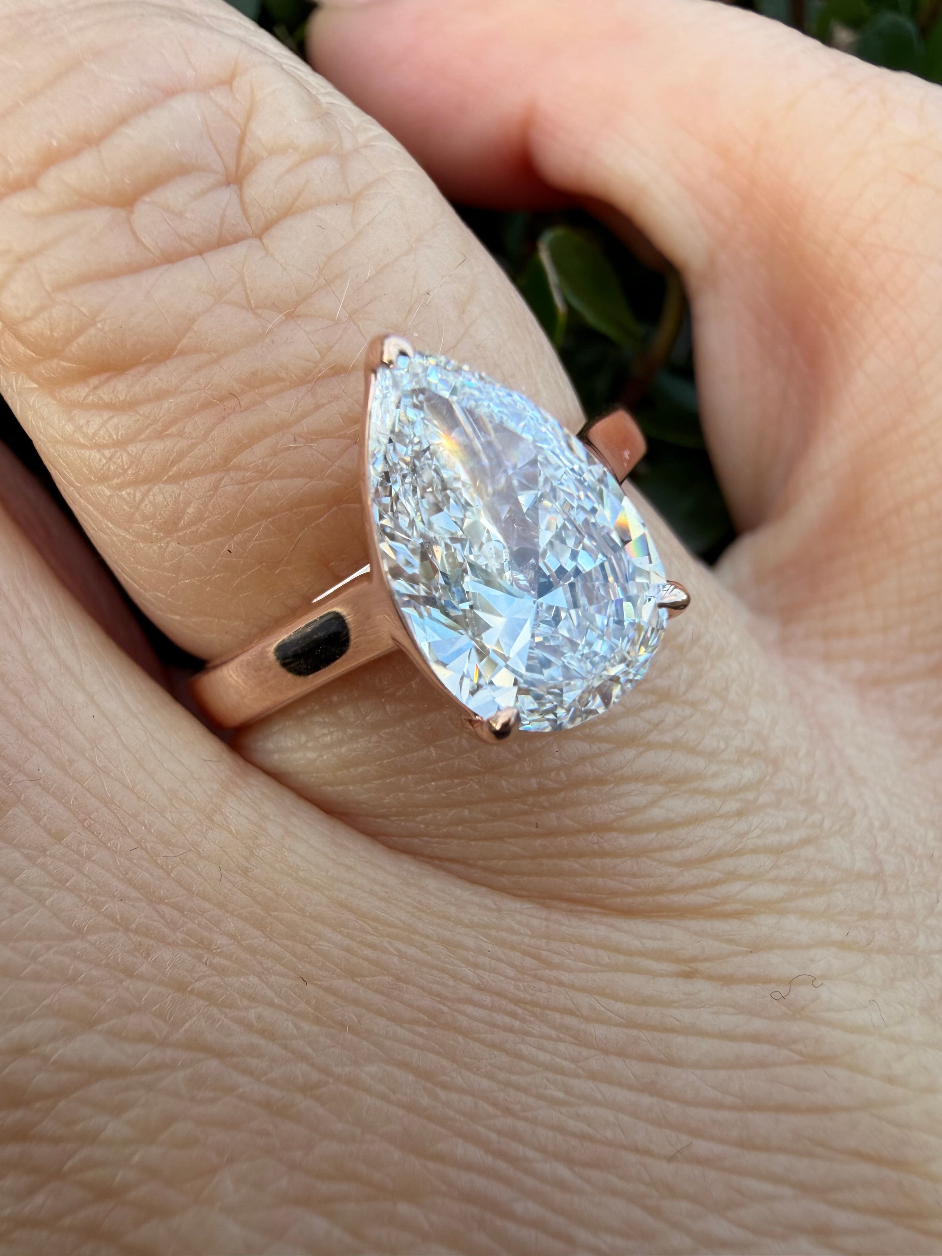 2.03ct pear cut Lab Grown Diamond Solitaire Ring IGI Certified set in 9k Rose gold