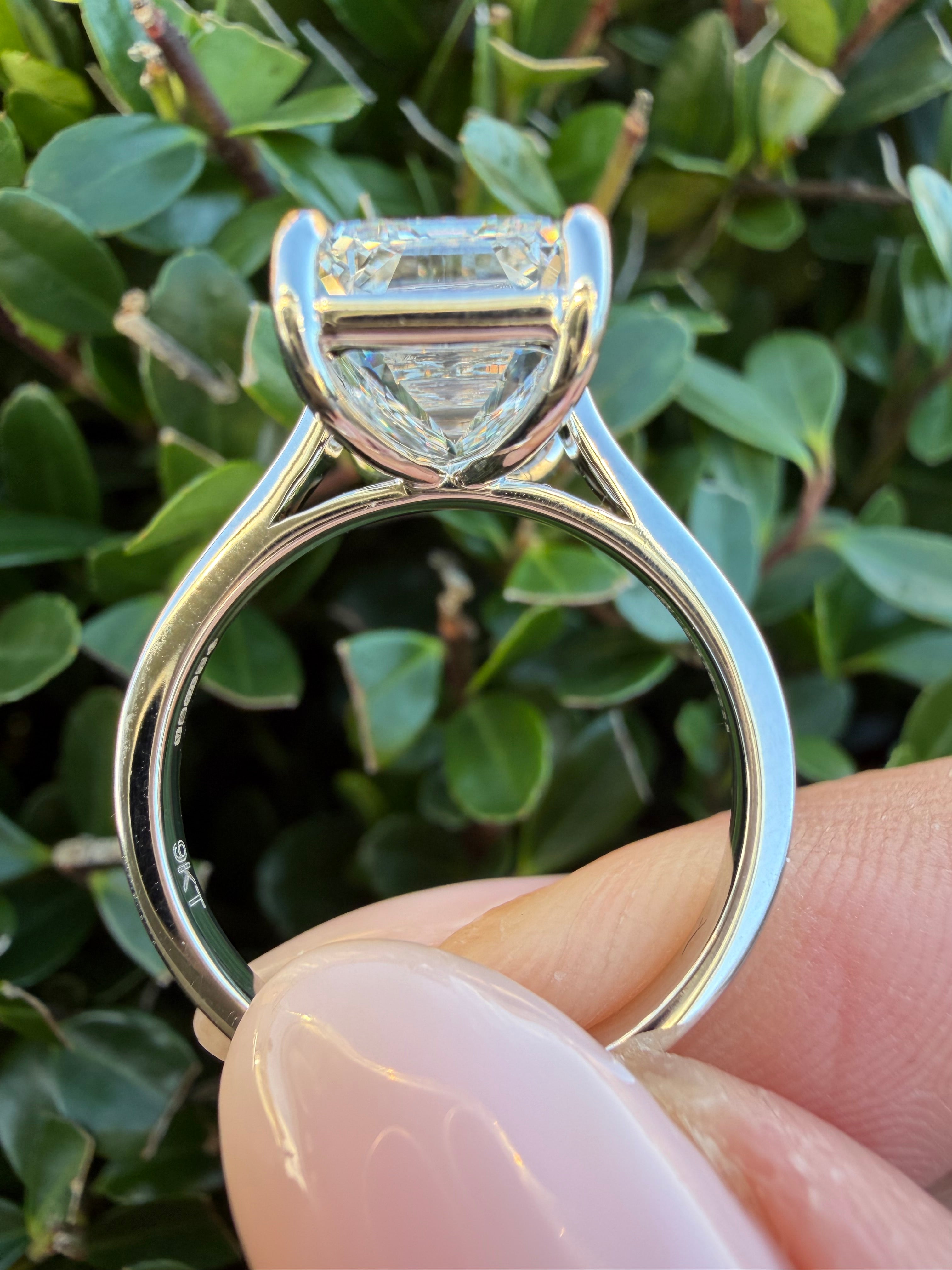 5.06ct emerald cut Lab Grown Diamond Solitaire Ring IGI Certified set in 9k white gold