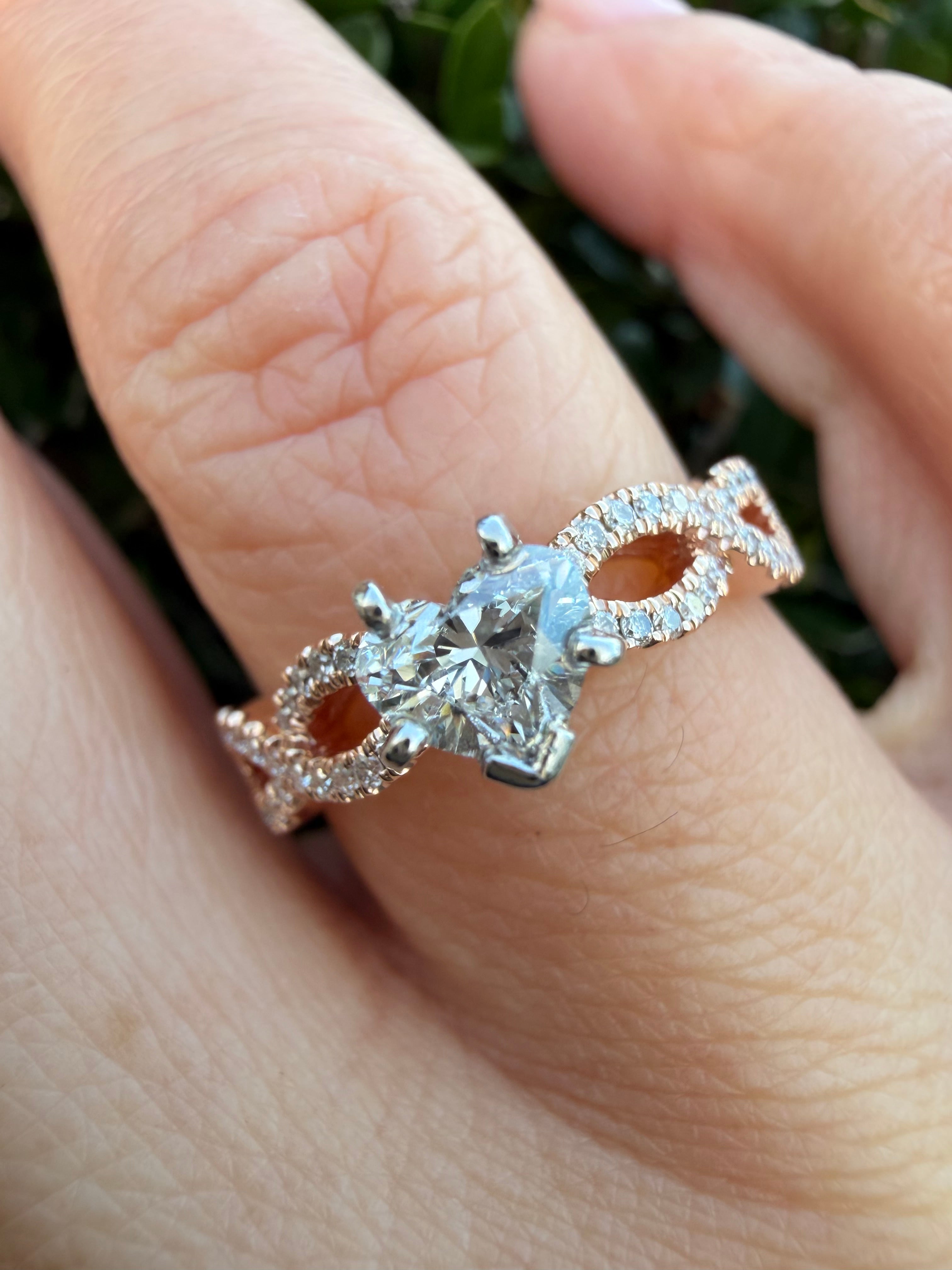 14k Rose Gold 0.75ct Vvs2 Natural Heart Shaped Diamond Solitaire Ring Certified