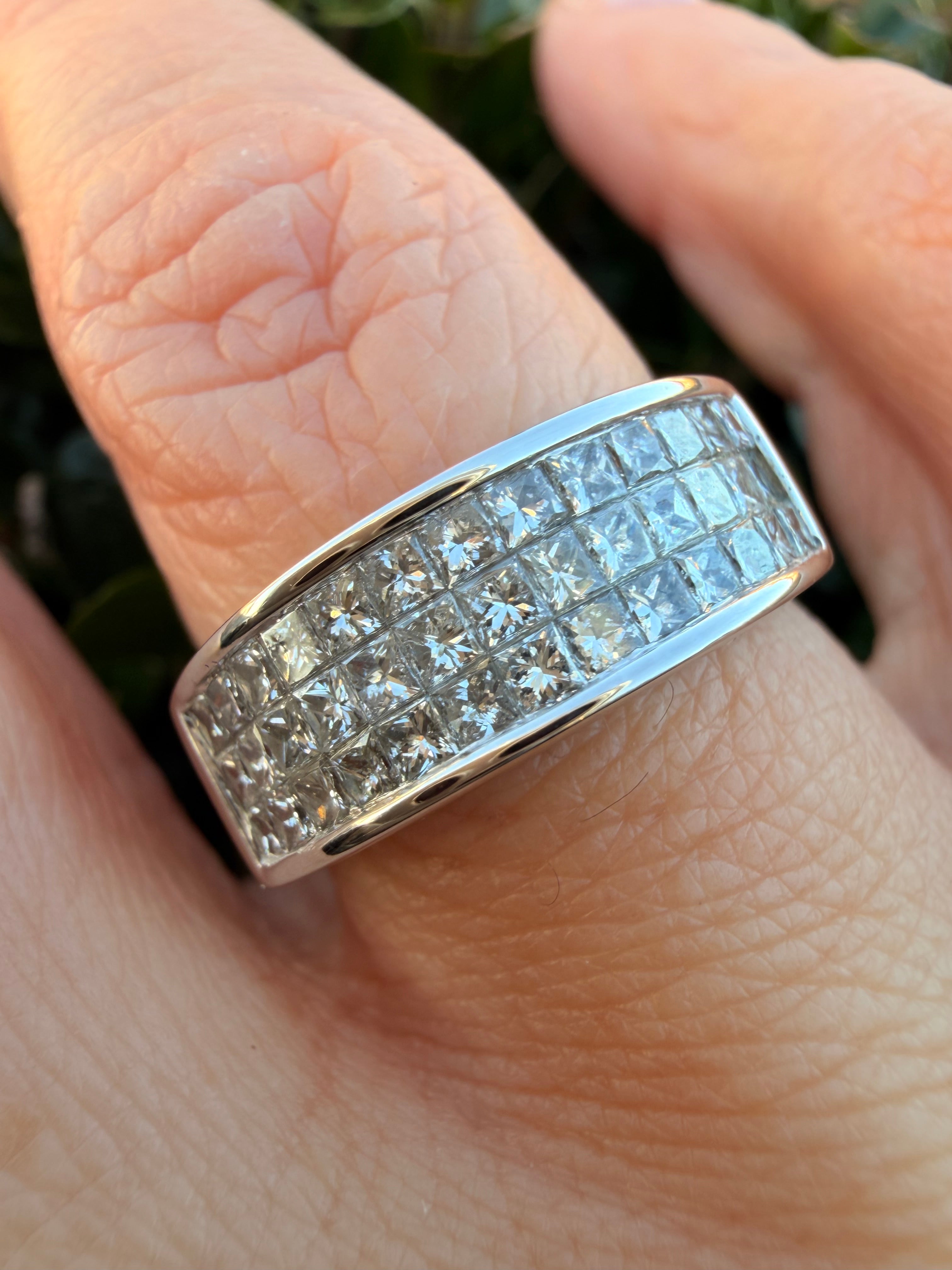 18k White Gold 1.13ct Natural Princess Cut Diamond Half Band Ring certified