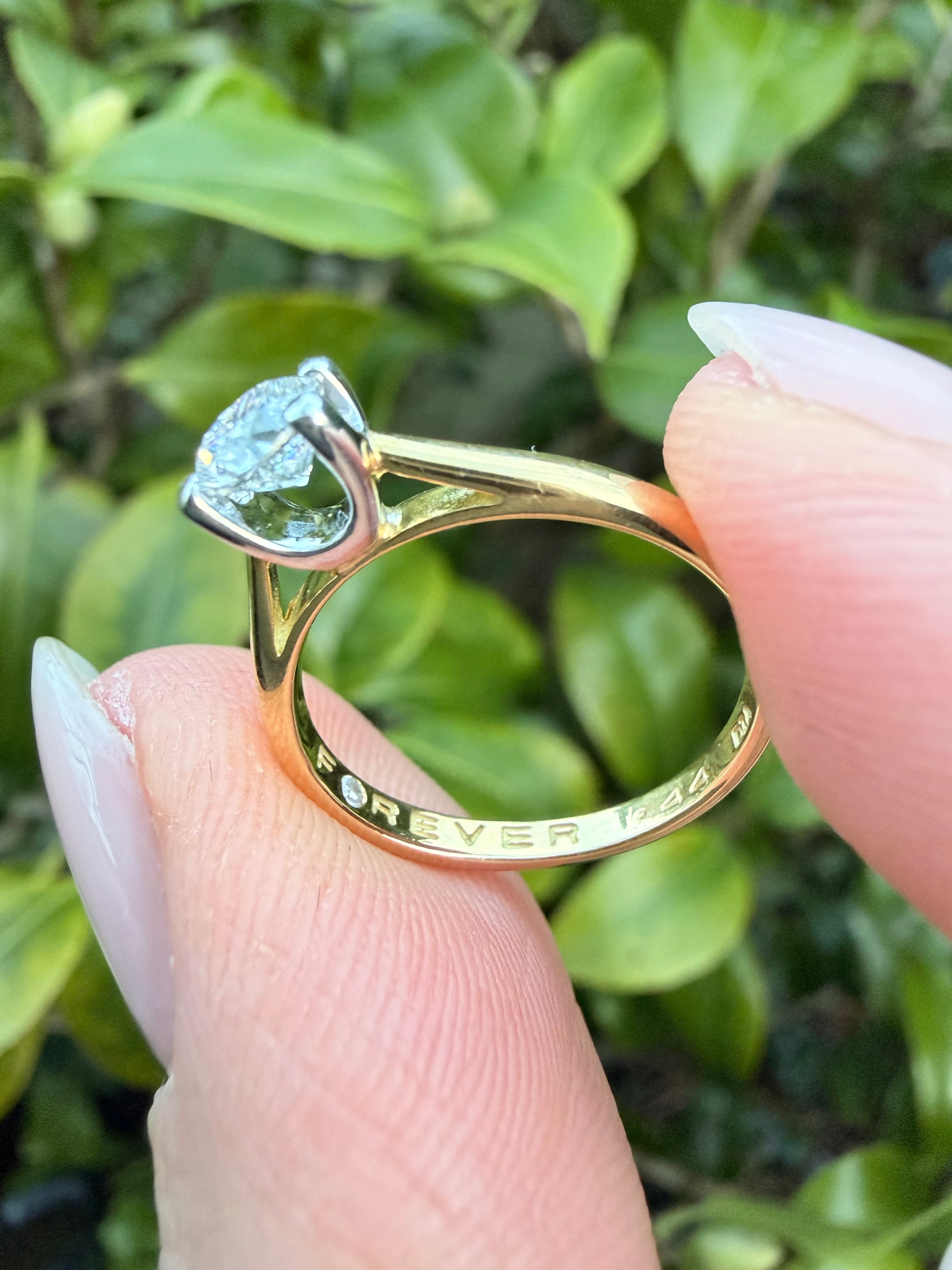 18k Yellow Gold 0.45ct Natural Round Brilliant Cut Diamond Solitaire Ring certified