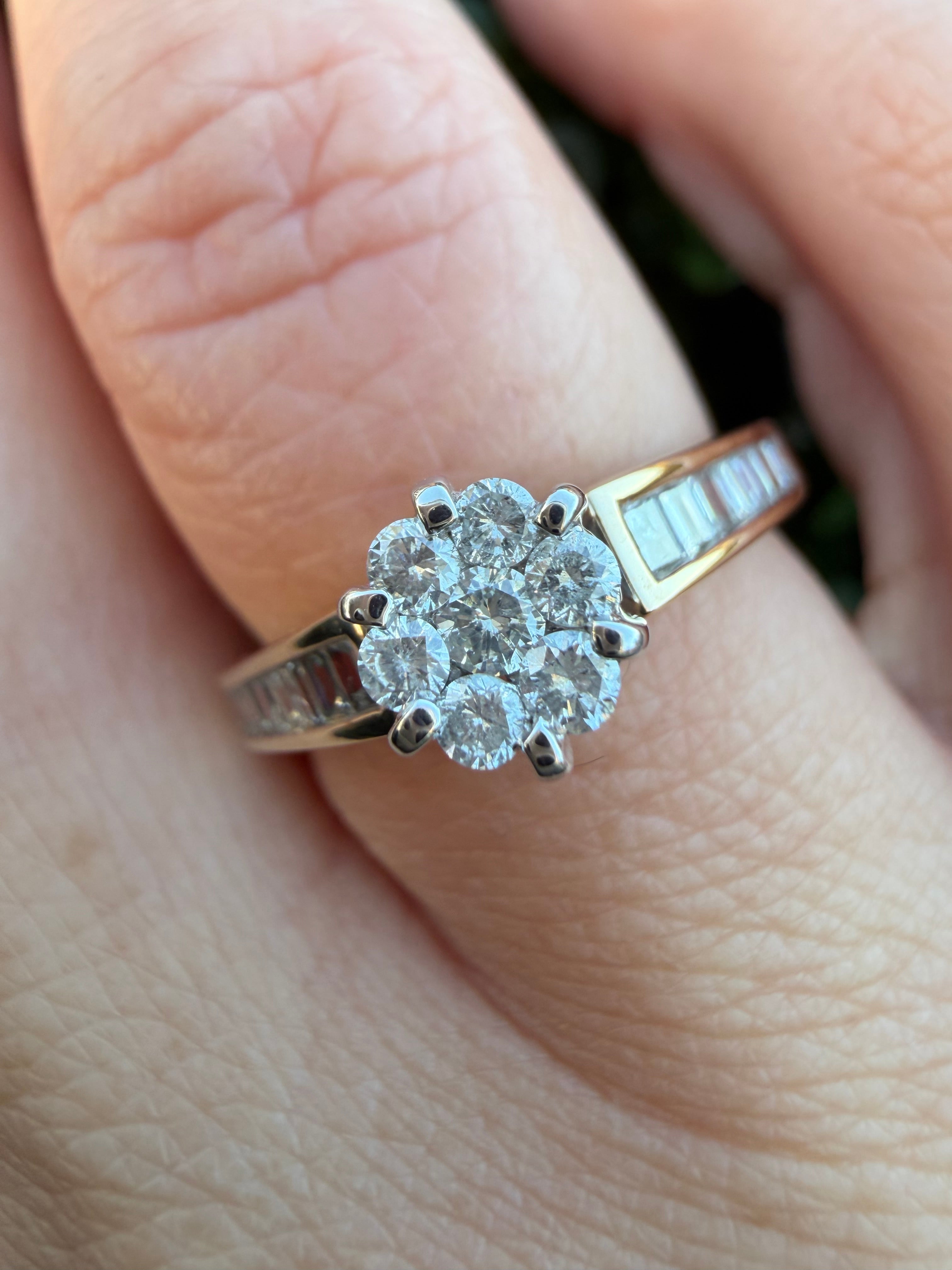 9k Yellow Gold 0.50ct Natural Diamond Cluster Ring certified