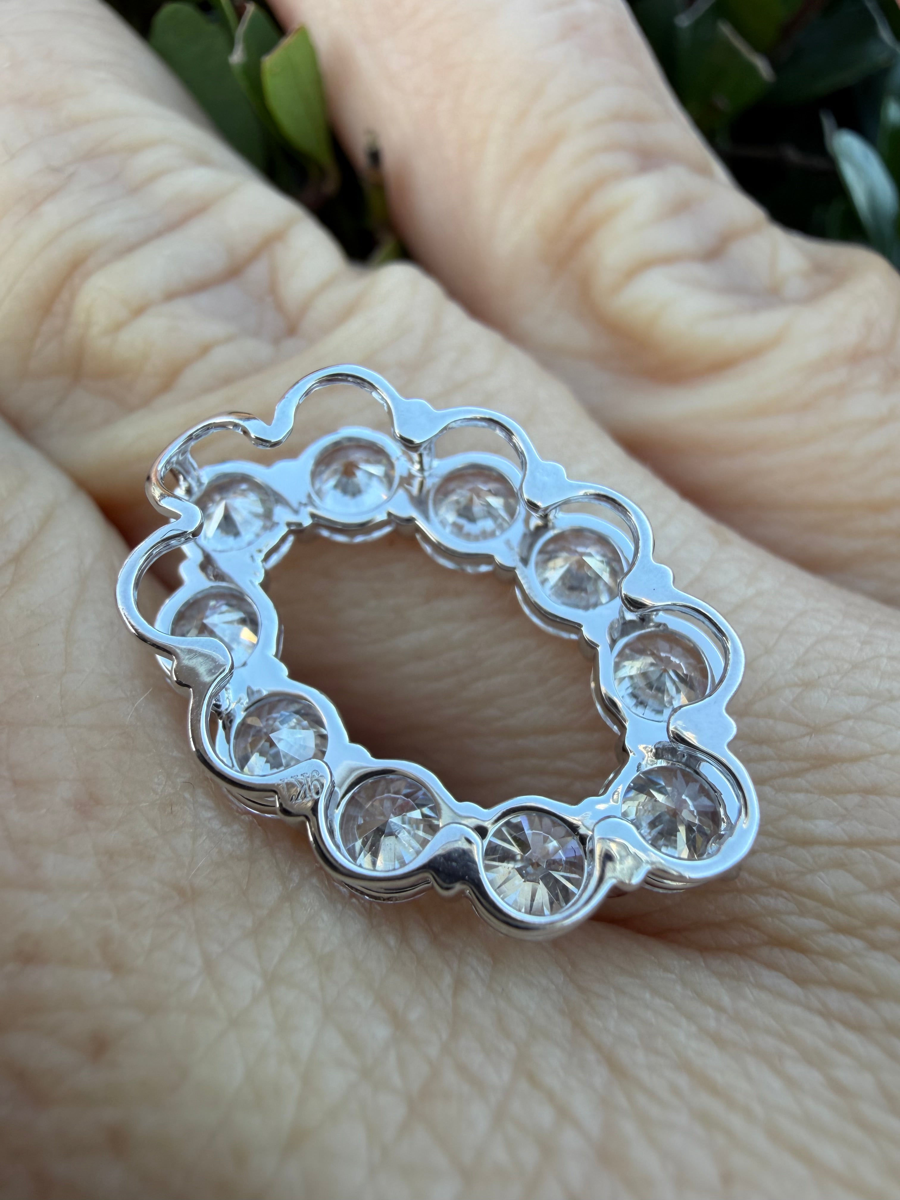 3.29ct round cut lab grown diamond oval Pendant 9k White Gold IGI certified