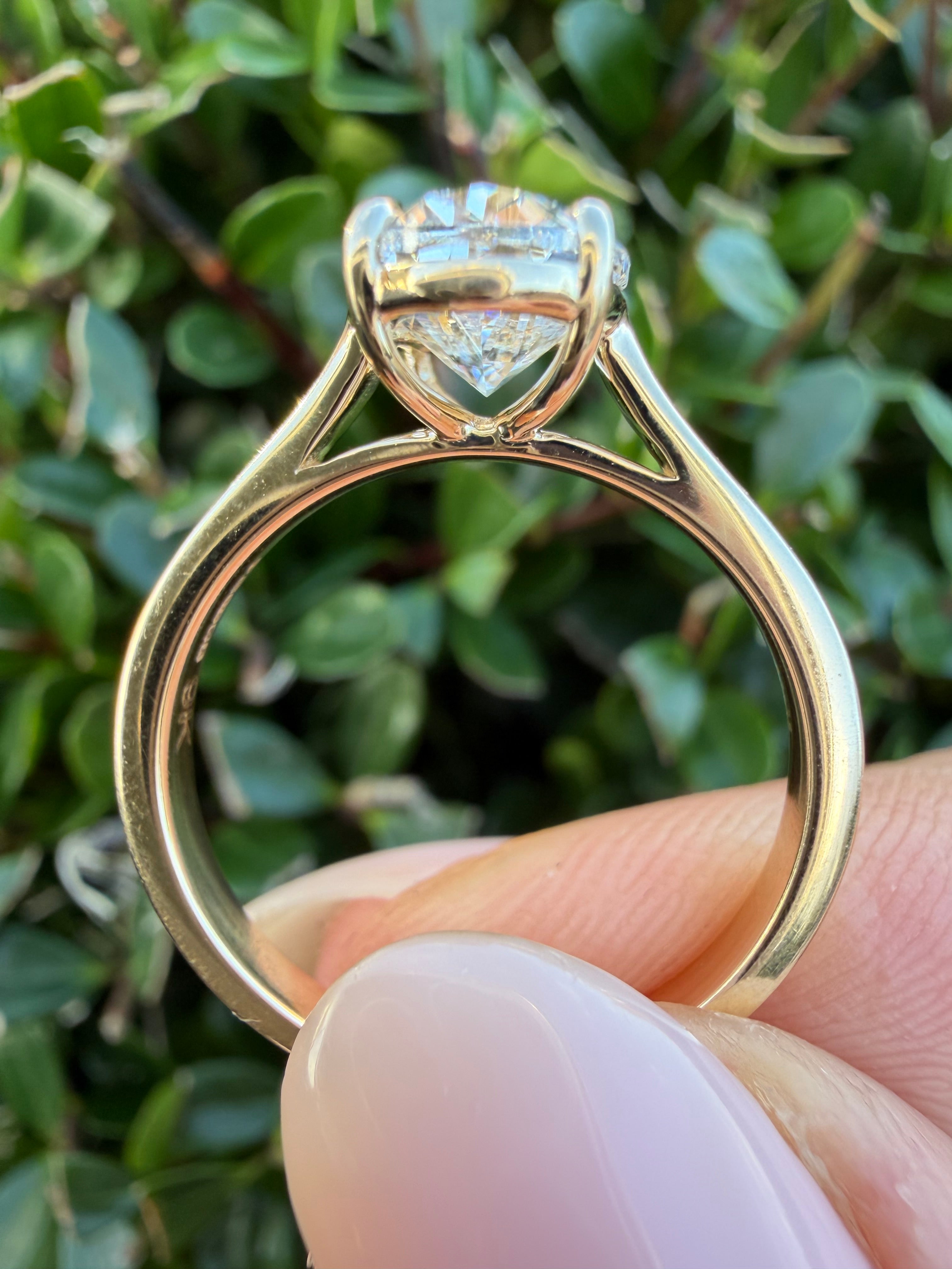 3.07ct oval cut Lab Grown Diamond Solitaire Ring IGI Certified set in 9k rose gold