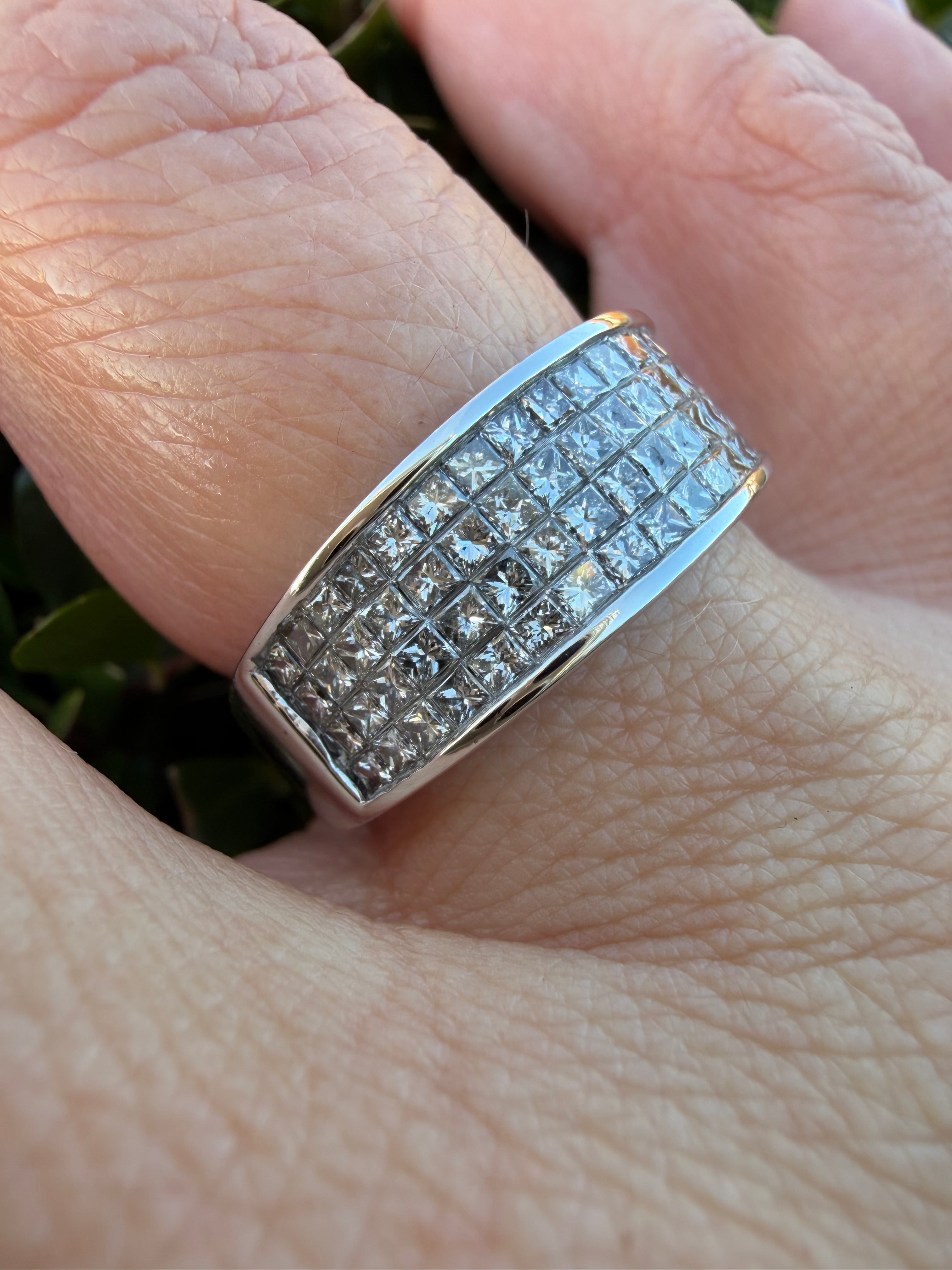 18k white gold 1.33ct natural princess cut diamond half band ring certified