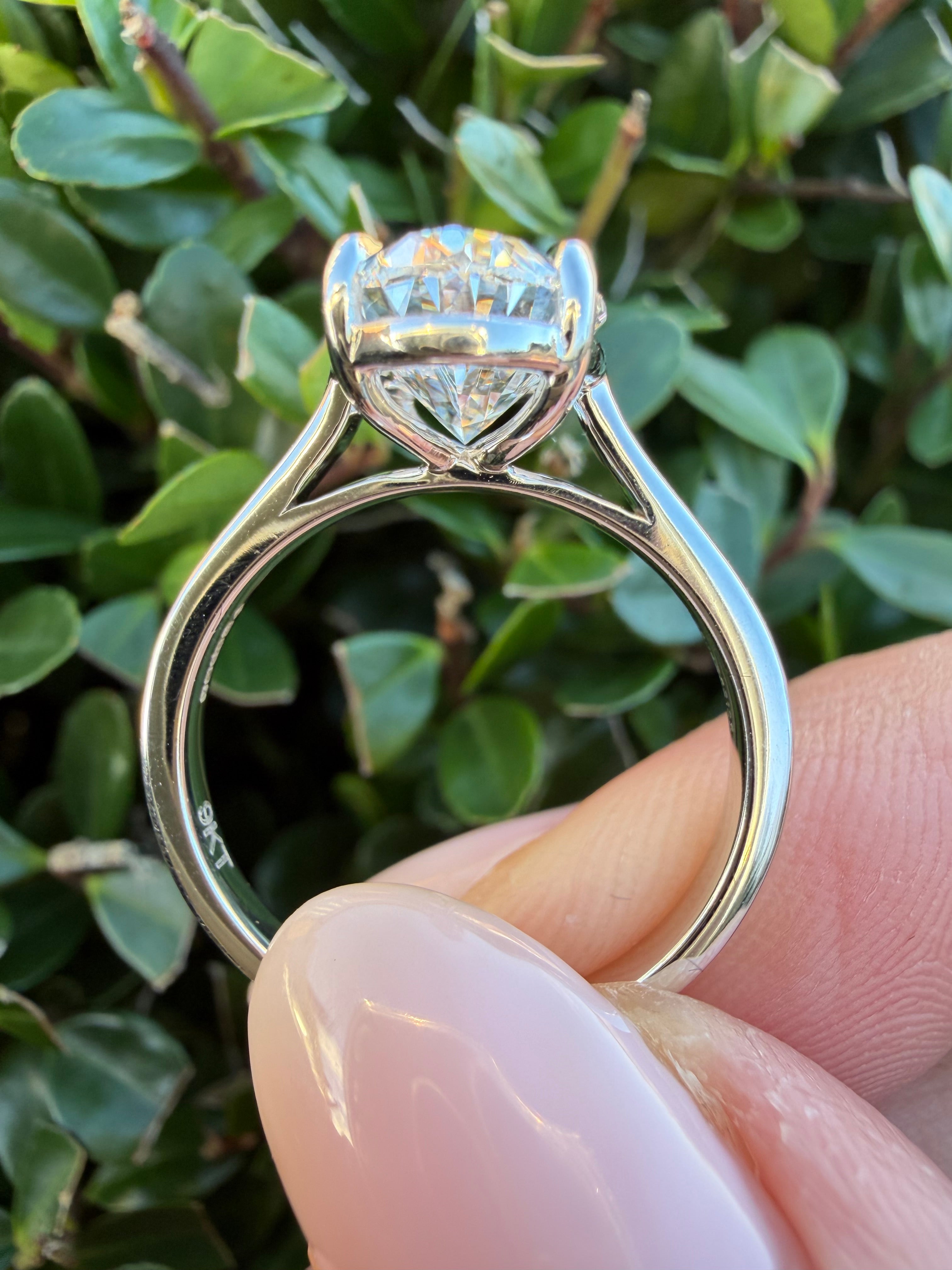 3.02ct oval cut Lab Grown Diamond Solitaire Ring IGI Certified set in 9k white gold