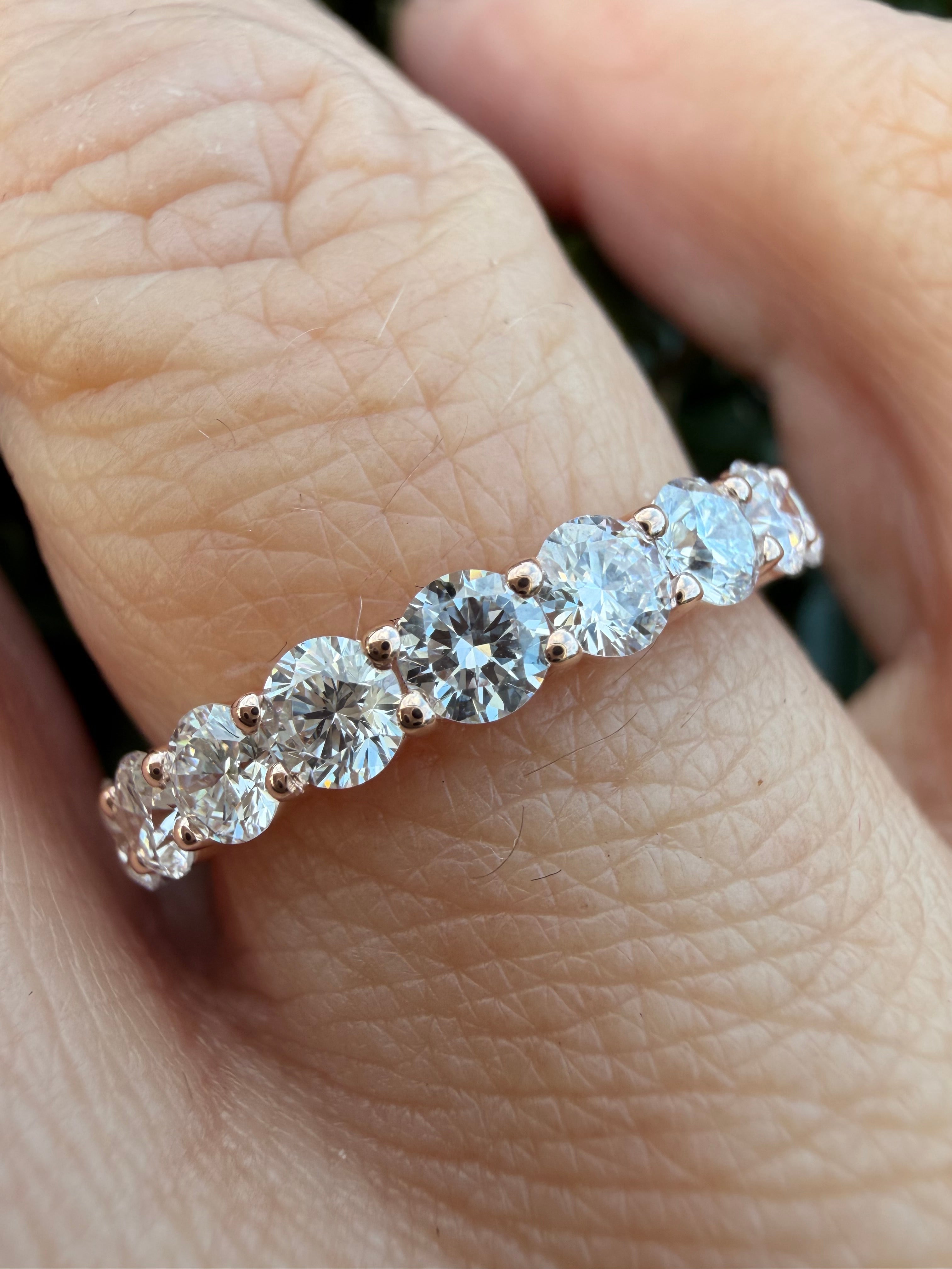 2.38ct round brilliant cut lab grown Diamond Full Eternity Ring 9k Rose Gold IGI certified