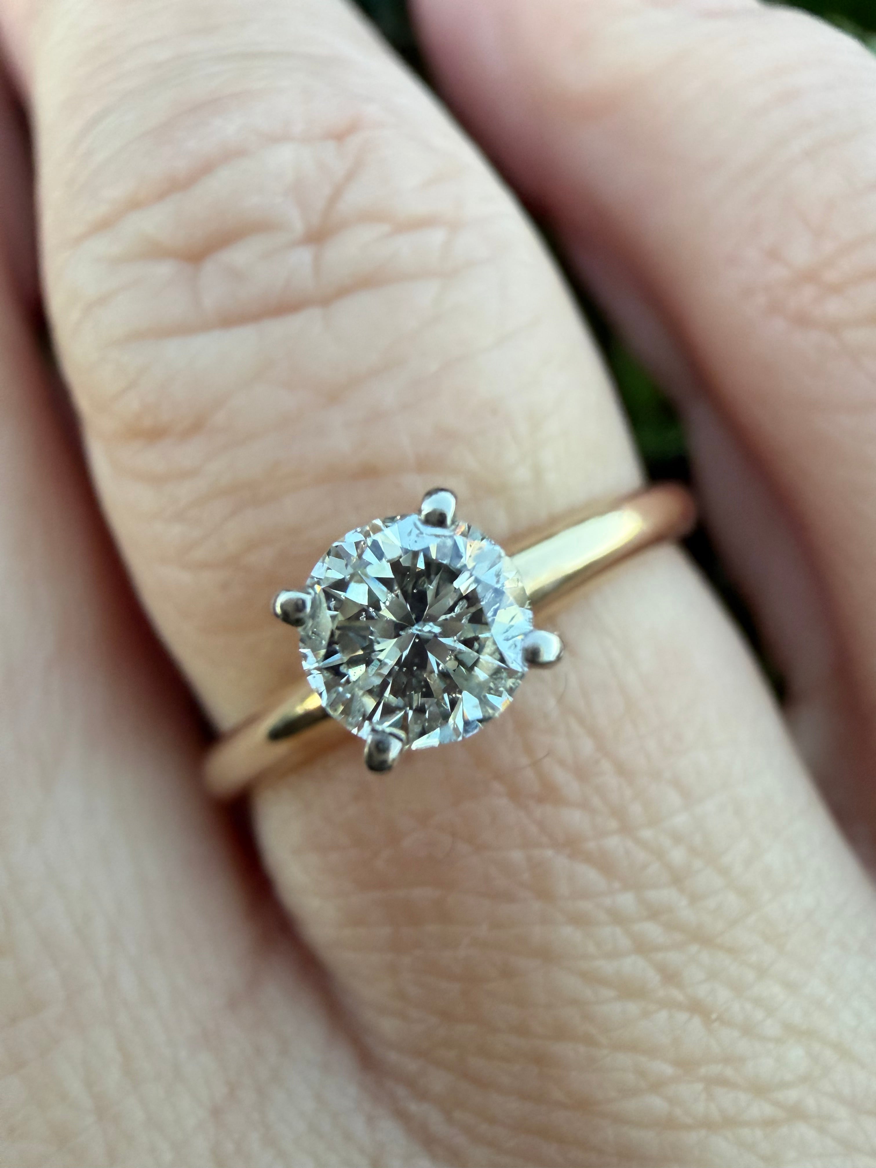 14k Yellow Gold 0.43ct Natural Round Brilliant Cut Diamond Solitaire Ring certified