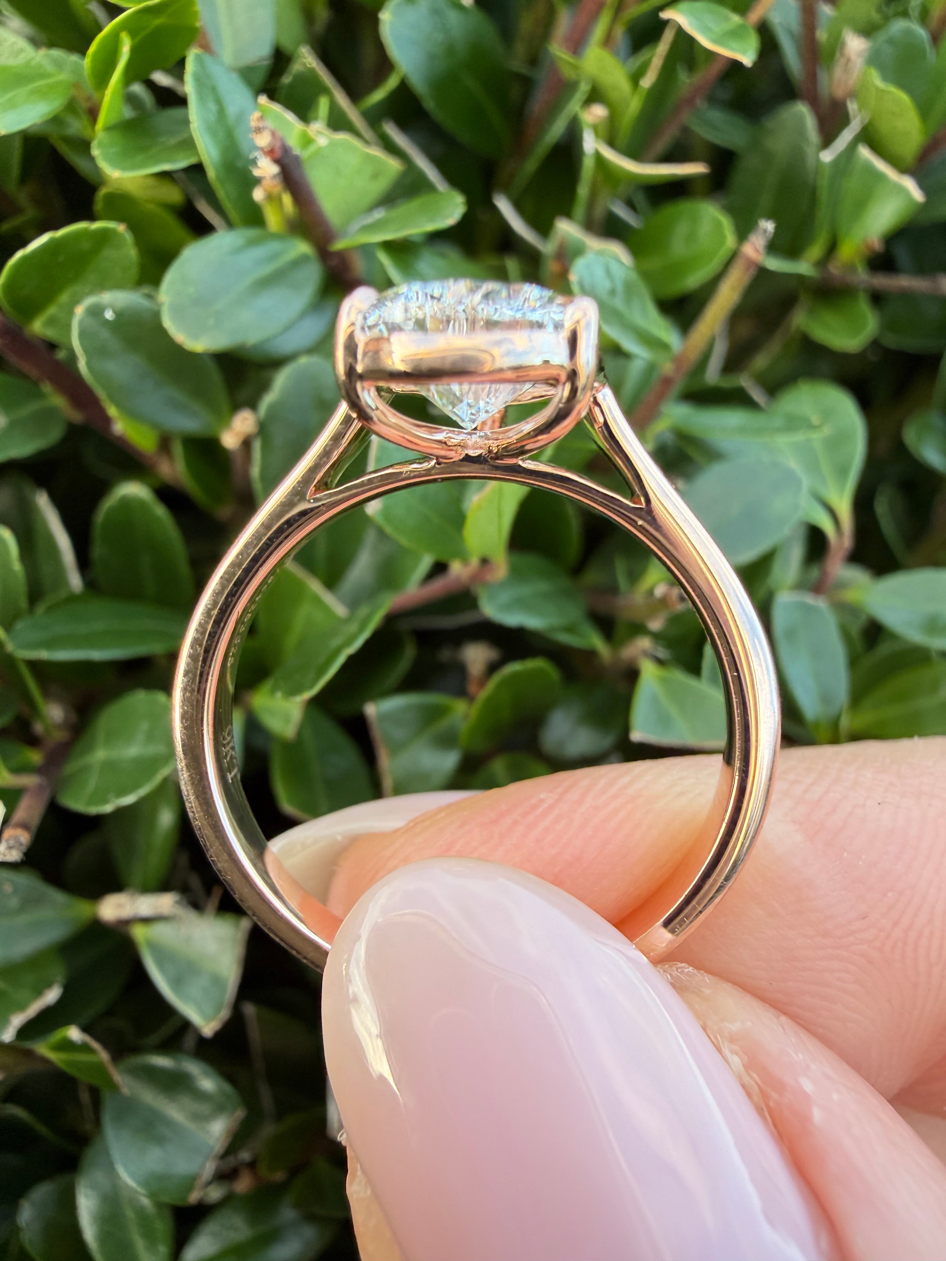 3.00ct pear cut Lab Grown Diamond Solitaire Ring IGI Certified set in 9k Rose gold