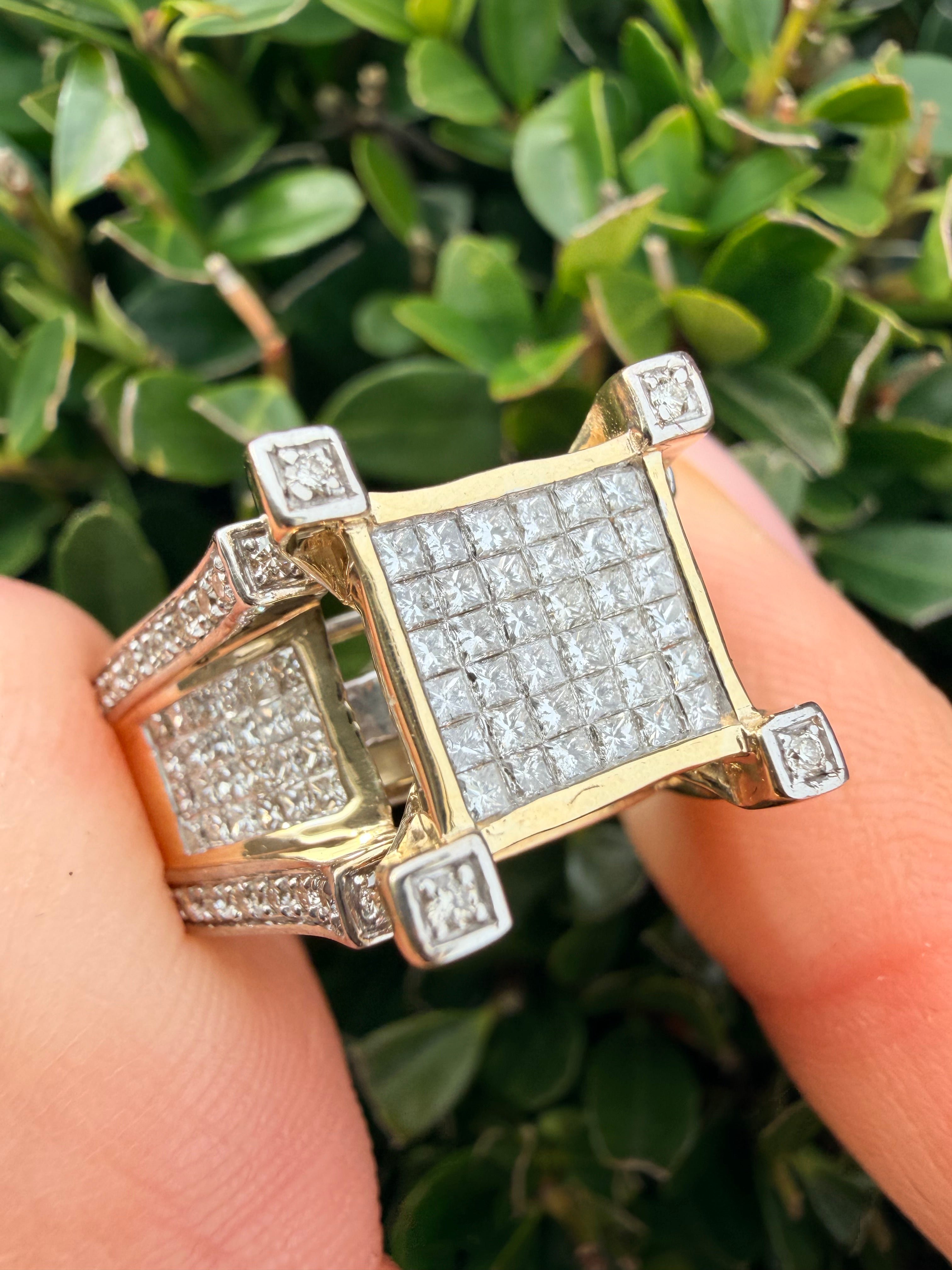 9k Yellow Gold 1.53ct Natural Diamond Men’s Ring Certified