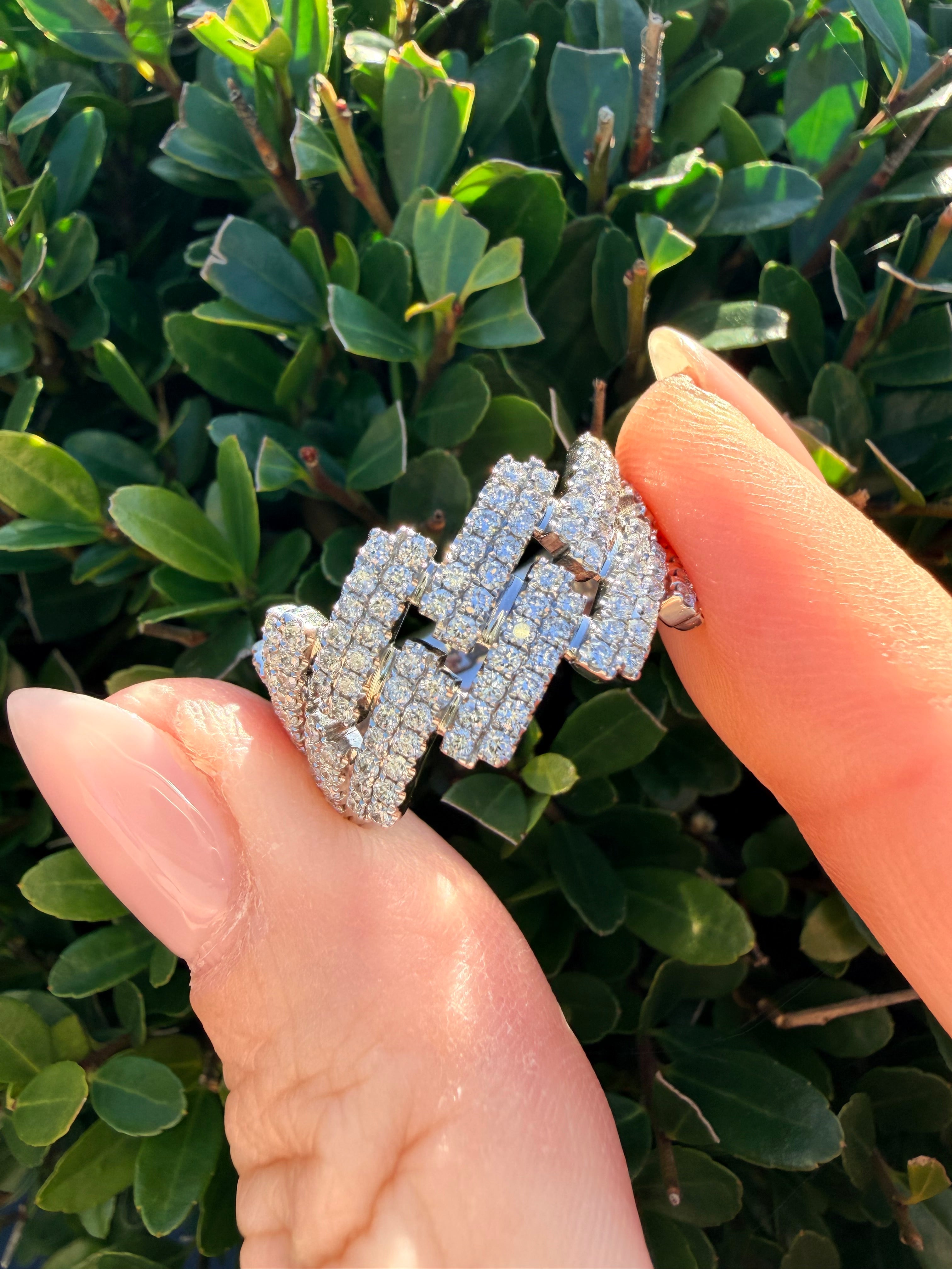 9k Gold 1.23ct Natural Diamond Cuban Style Ring Certified