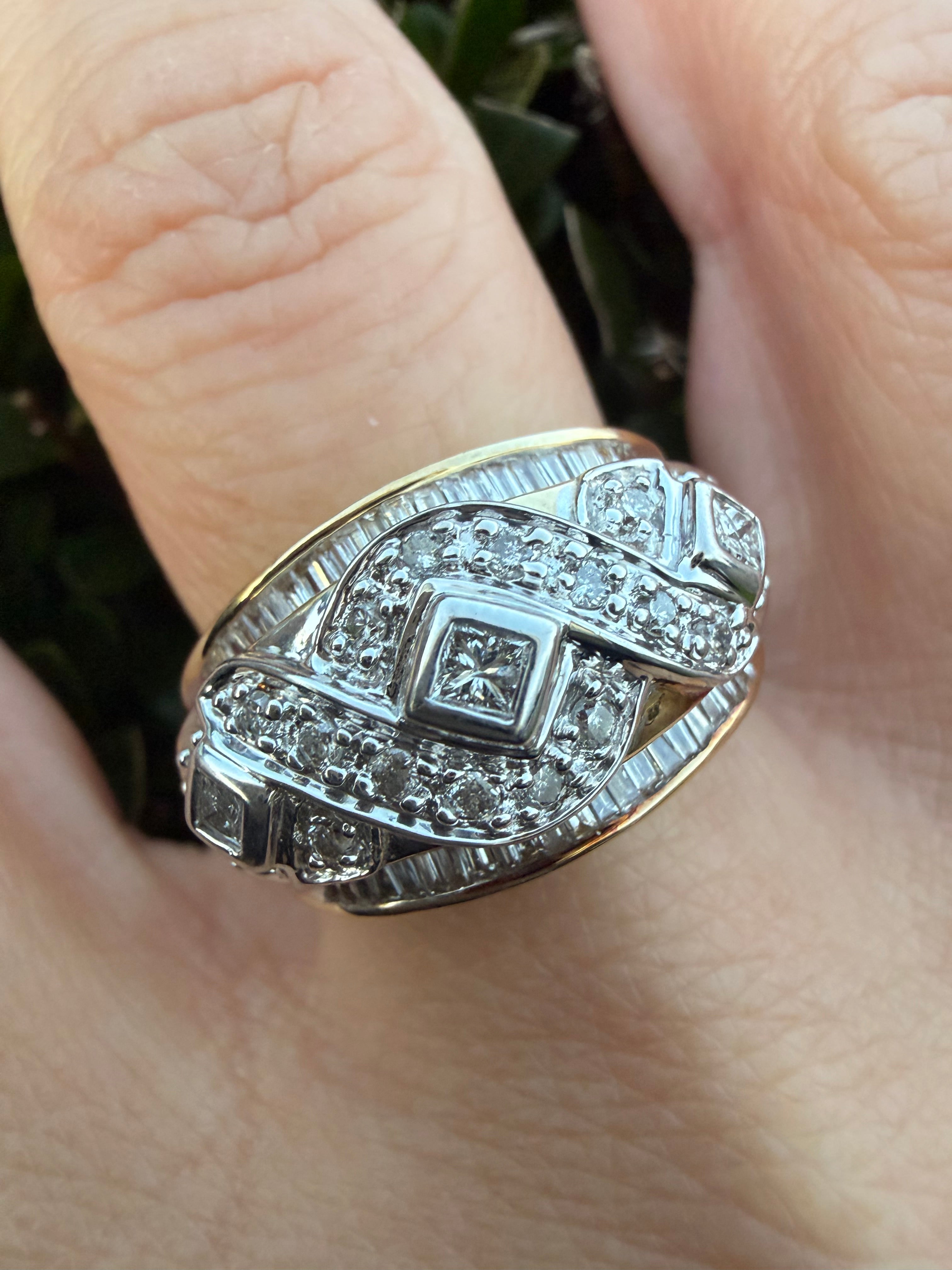 14k Yellow Gold 1.25 Ct Natural Diamond Cluster Ring certified