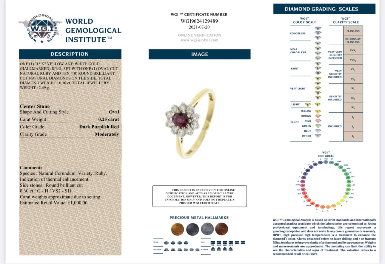 18k Yellow Gold Ruby And Natural Diamond Ring certified