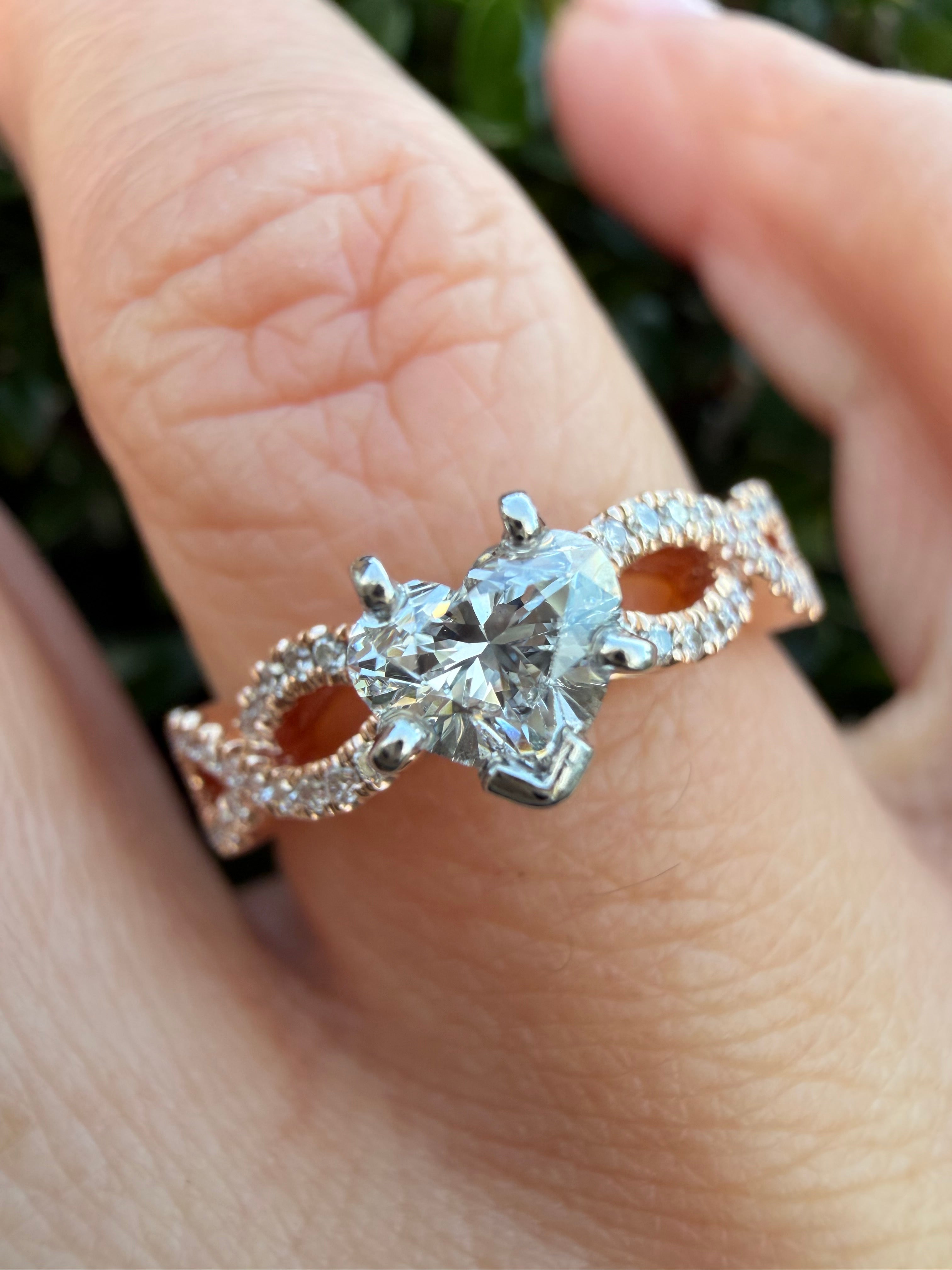 14k Rose Gold 0.75ct Vvs2 Natural Heart Shaped Diamond Solitaire Ring Certified