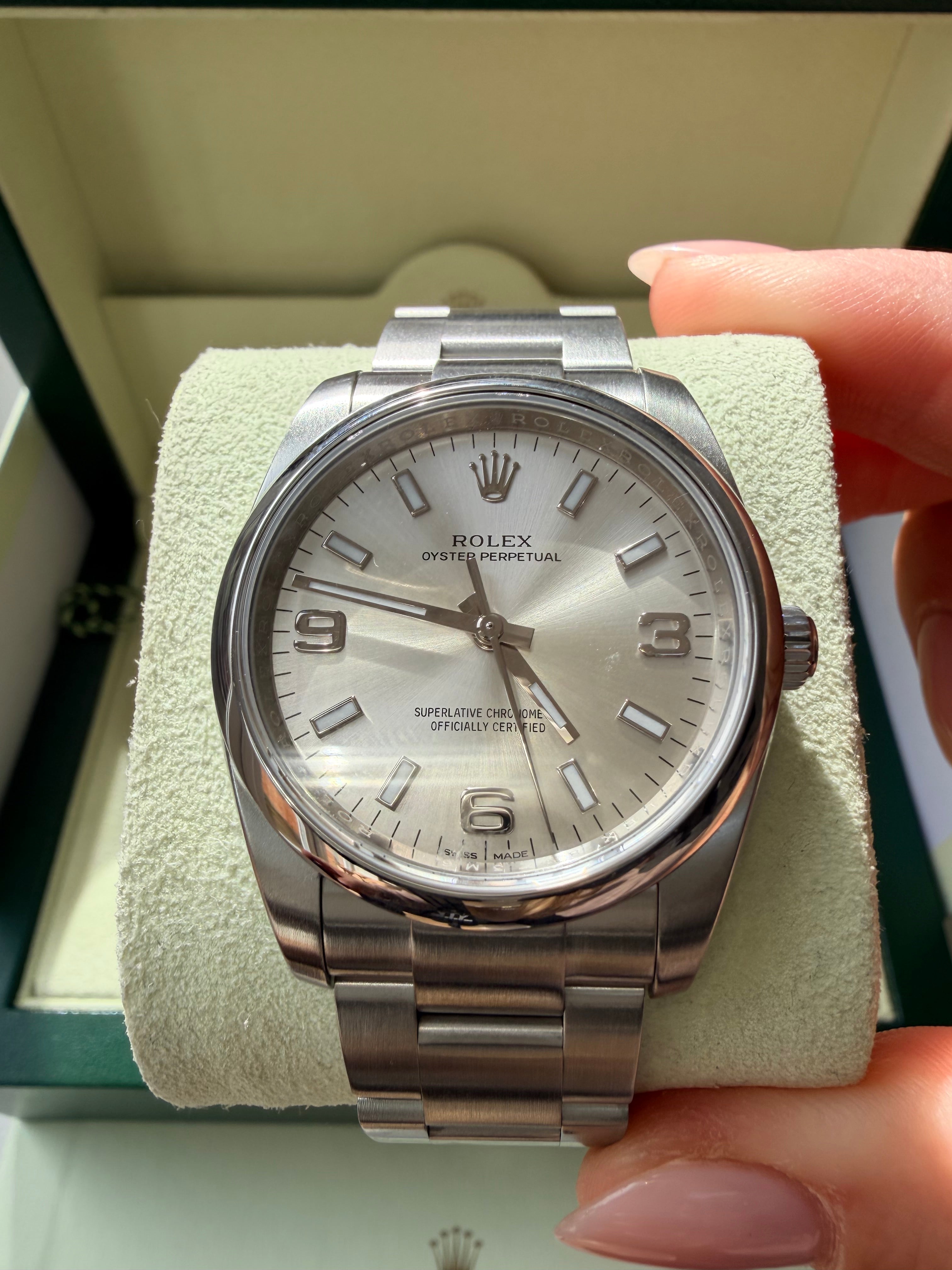 Rolex Oyster Perpetual 114200 – 34mm – Silver Dial – 2018 – Boxed