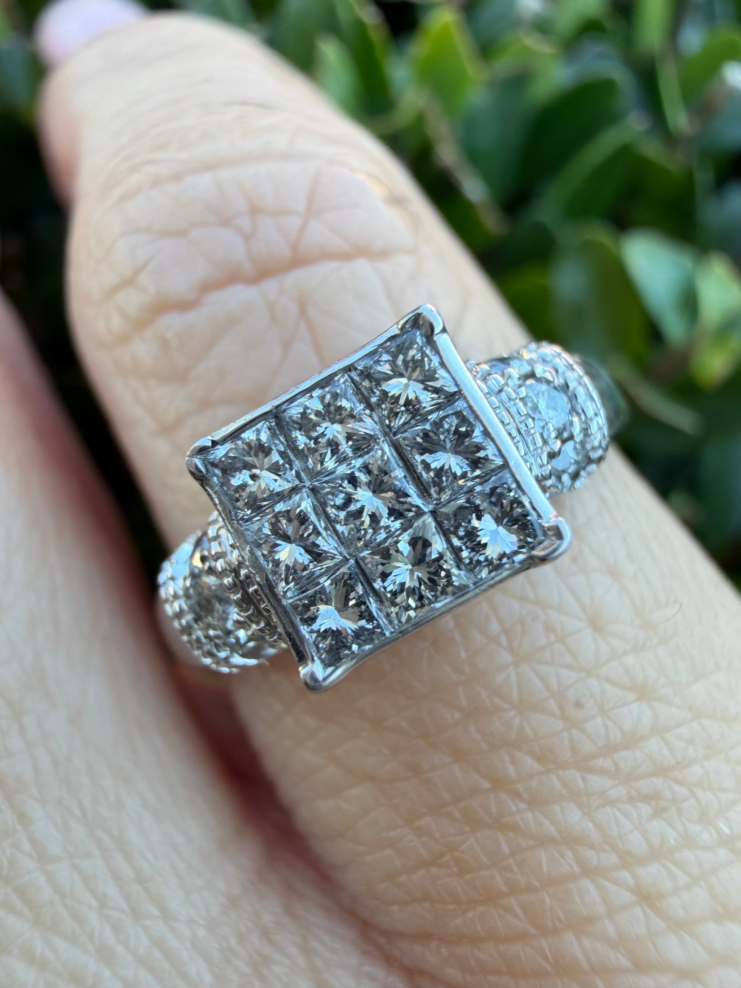 9k White Gold 0.50ct Natural Diamond Cluster Ring certified