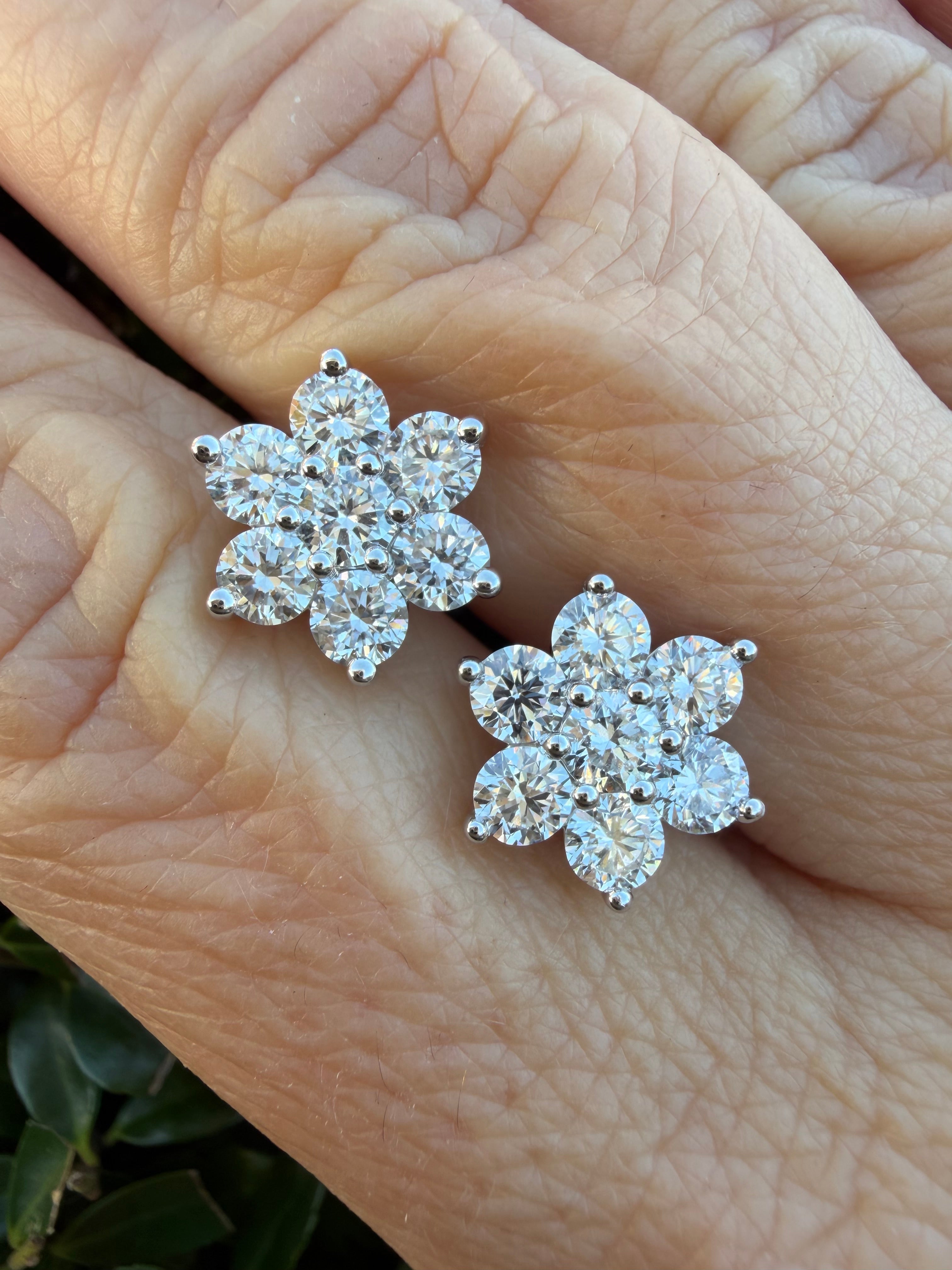 2.23ct round brilliant Cut lab grown Diamond cluster Earrings 9k white gold IGI certified