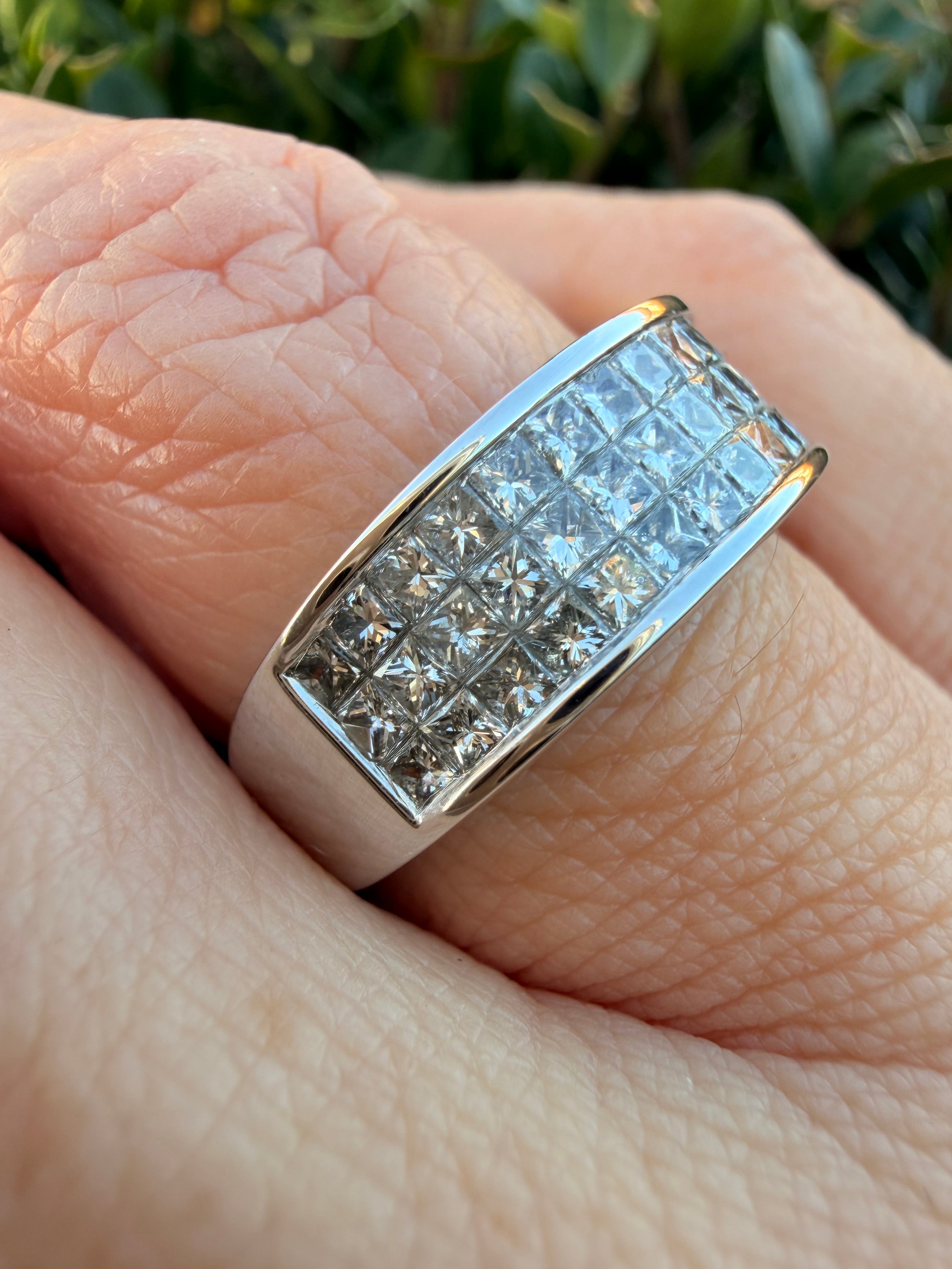 18k White Gold 1.13ct Natural Princess Cut Diamond Half Band Ring certified