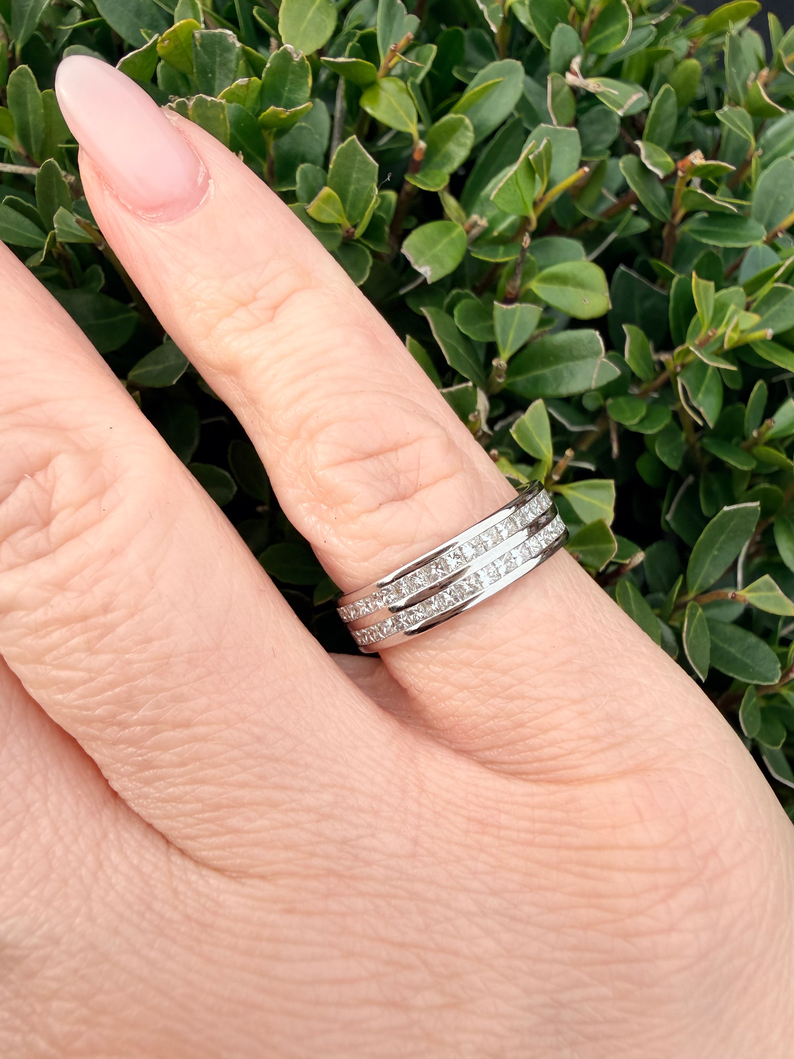 Platinum 1.70ct Natural Princess Cut Full Eternity Ring Certified