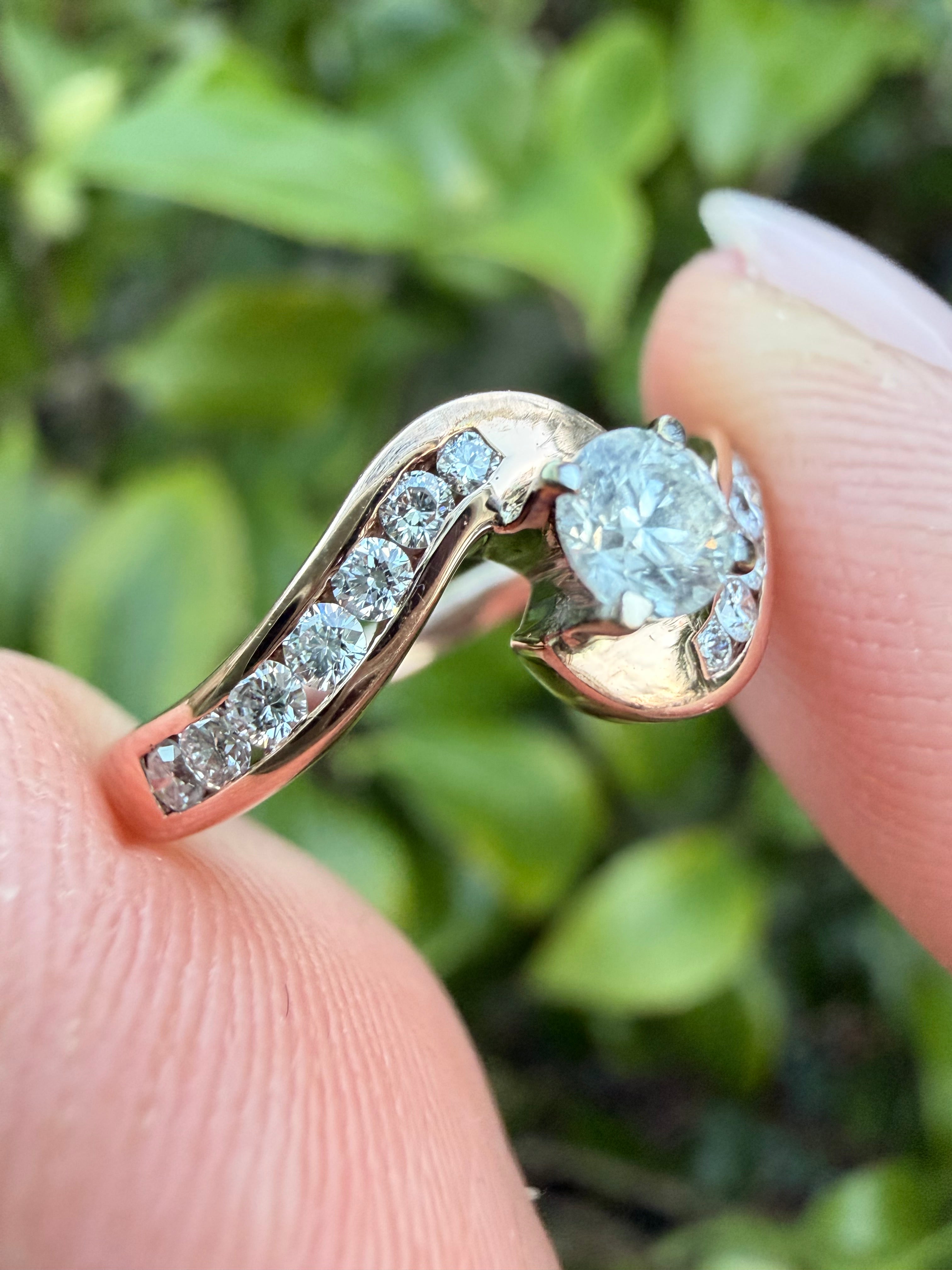 9k Rose Gold 0.37ct Round Cut Natural Diamond Ring certified