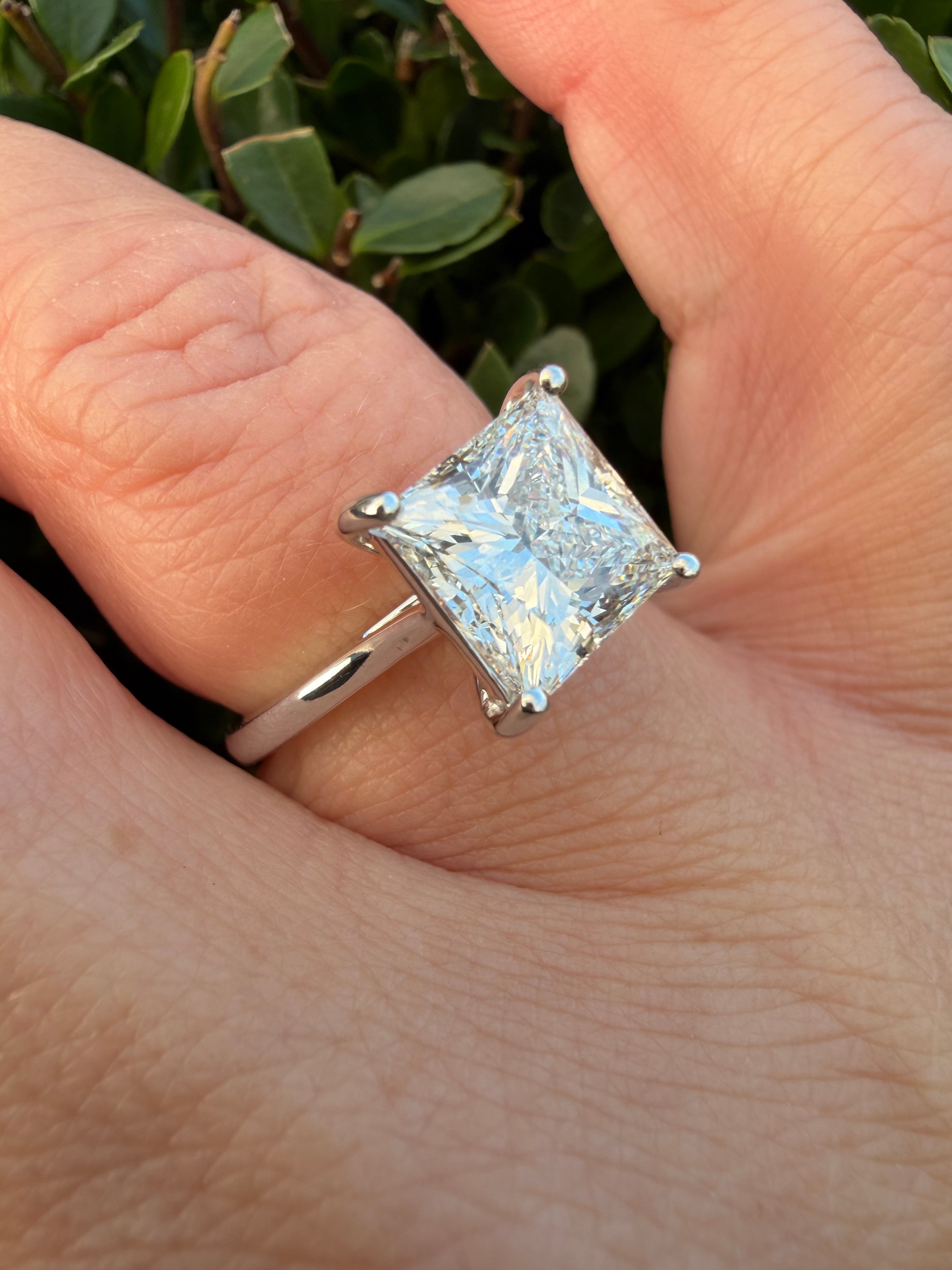 Platinum 3.04ct princess cut Lab-Grown Diamond Solitaire Ring – IGI Certified