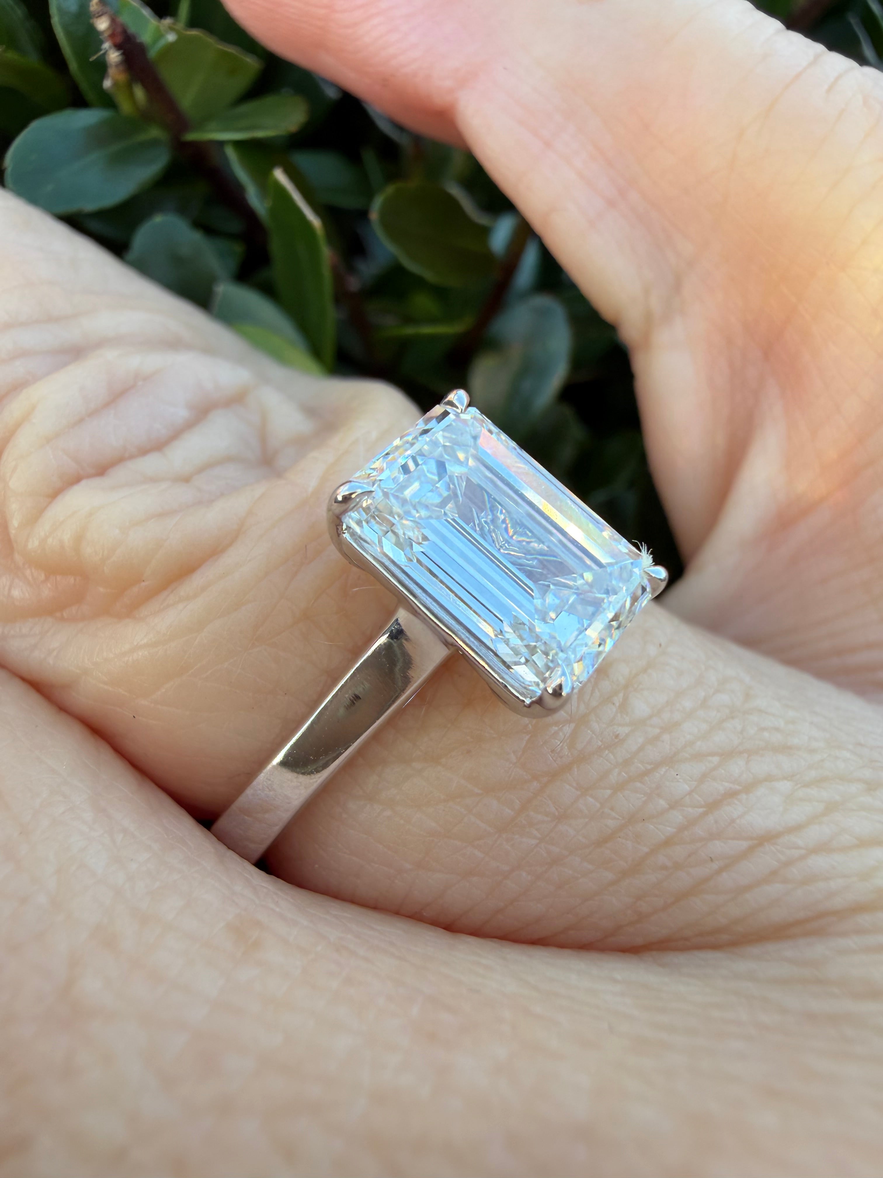 2.09ct emerald cut Lab Grown Diamond Solitaire Ring IGI Certified set in 9k white gold