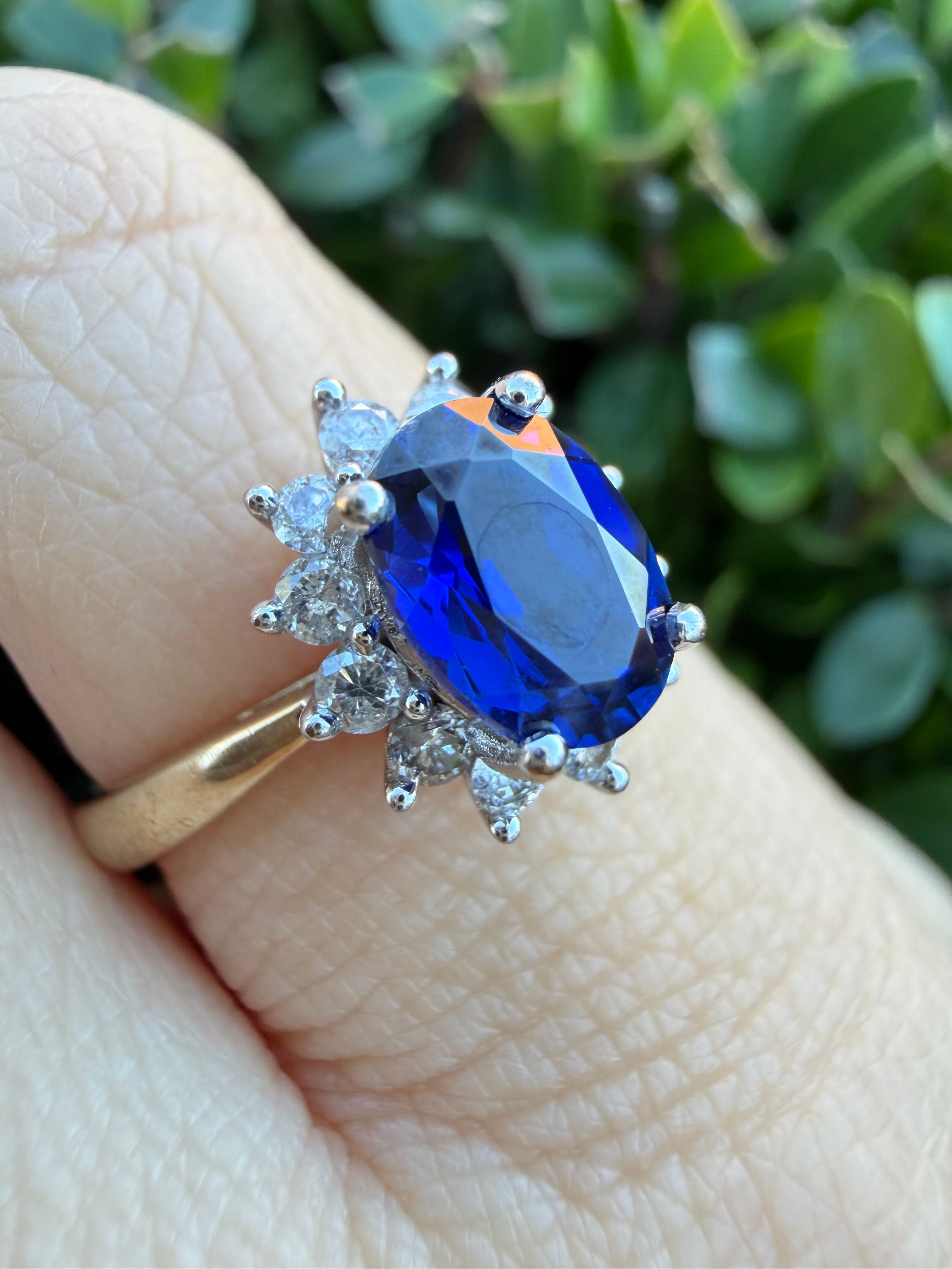 9k Yellow Gold Sapphire And Natural Diamond Ring certified