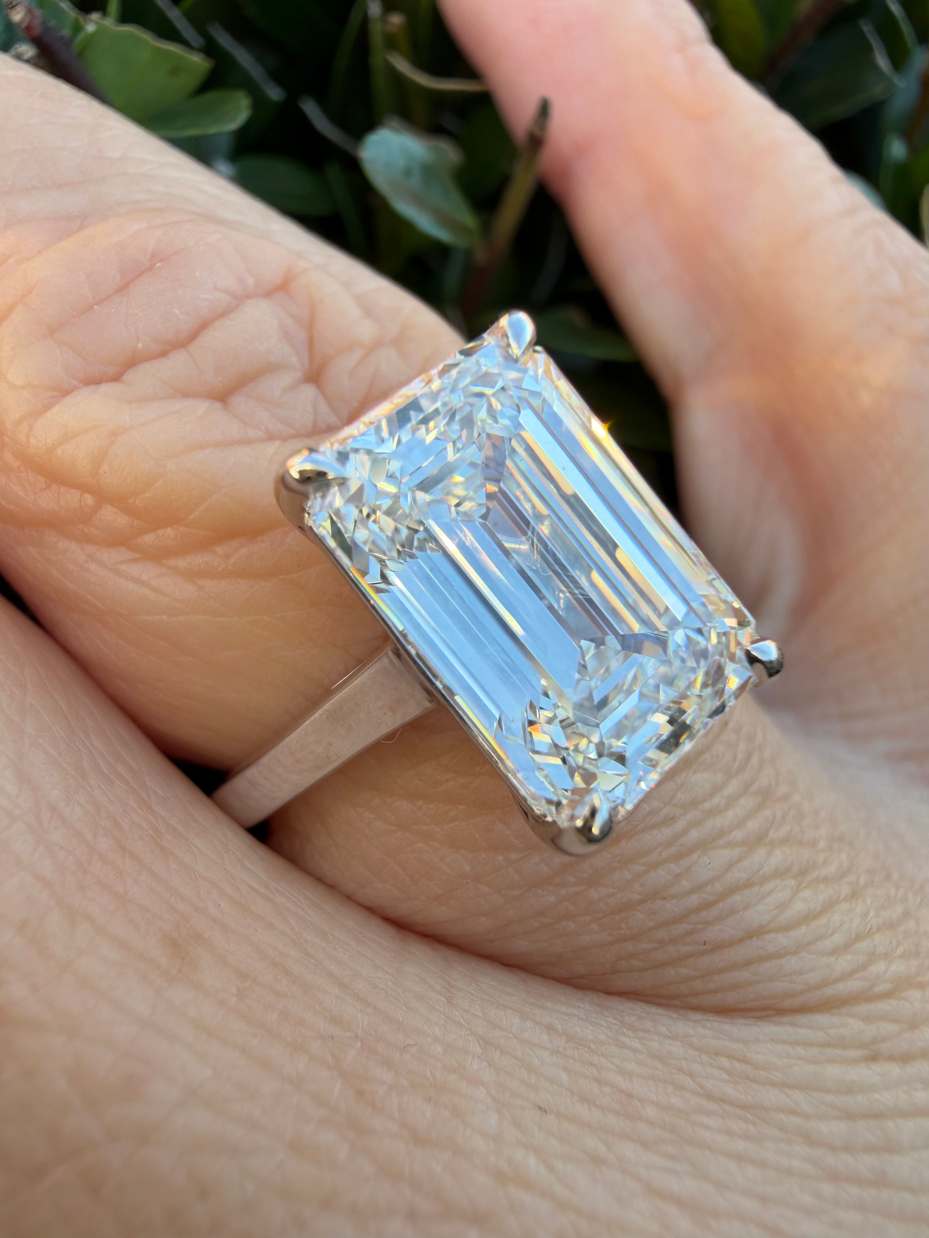 5.06ct emerald cut Lab Grown Diamond Solitaire Ring IGI Certified set in 9k white gold