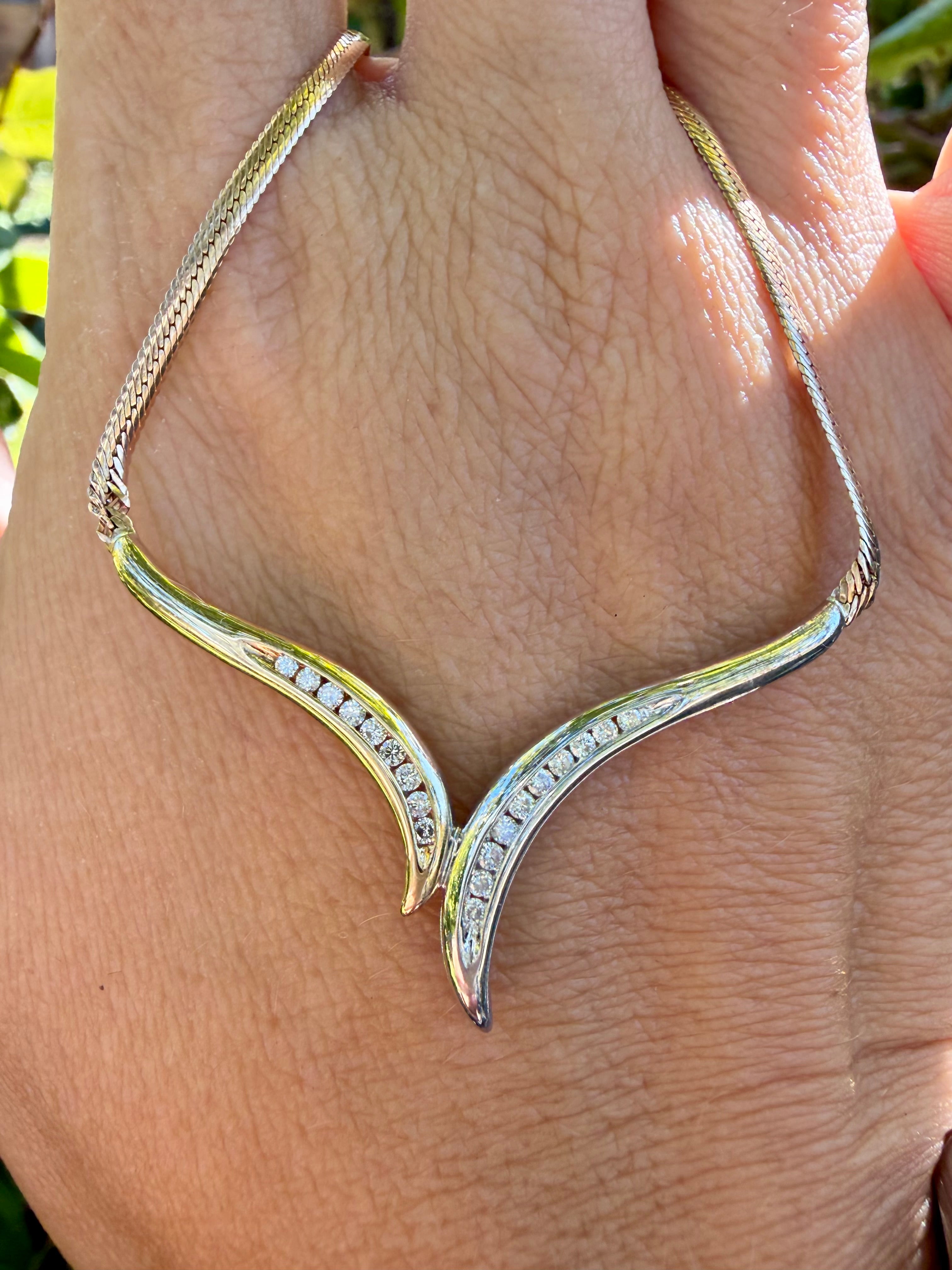 9K Yellow Gold 0.57ct Natural Round Cut Diamond Choker Style Necklace certified