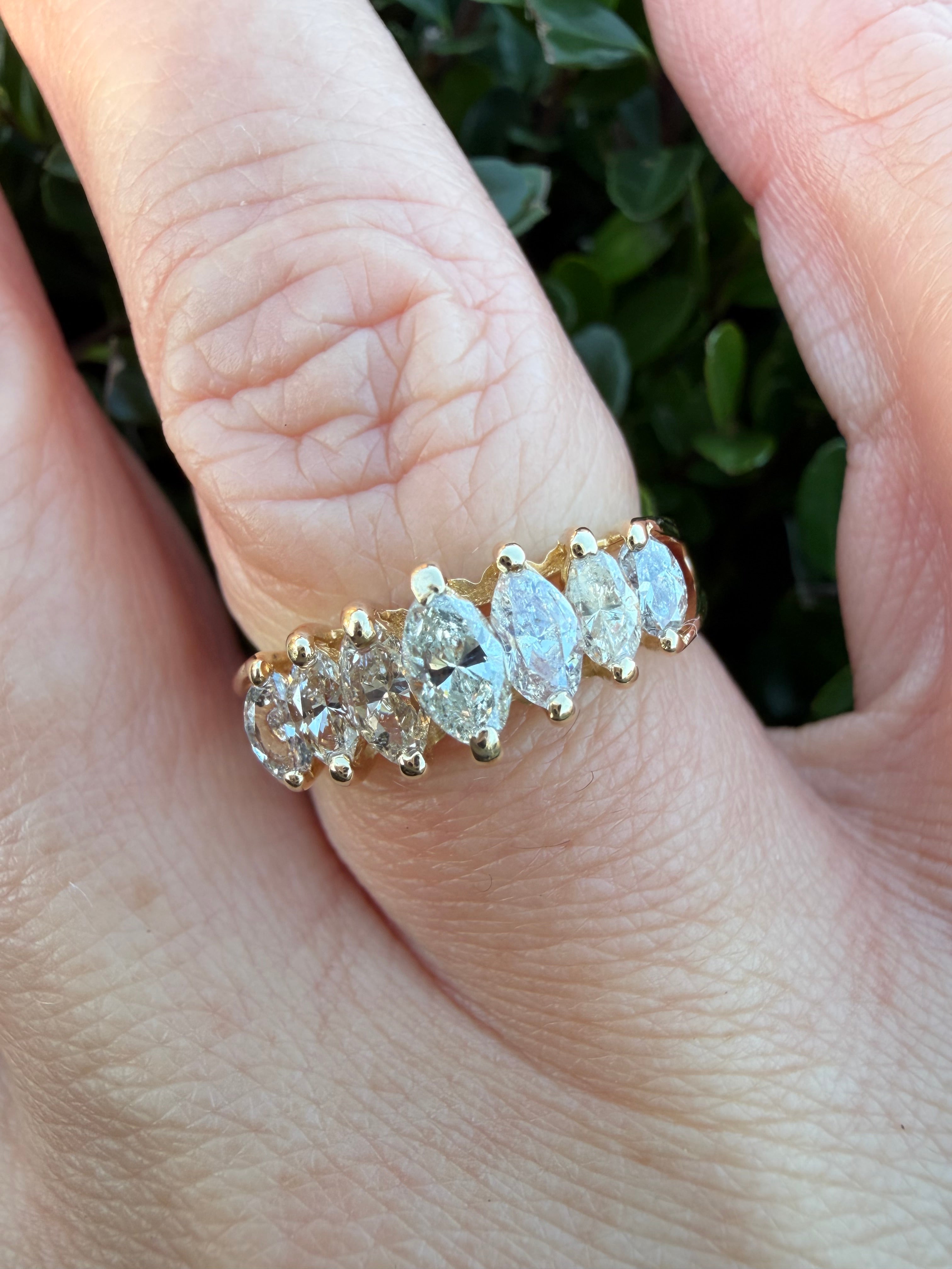 14K Yellow Gold 1.00ct Natural Marquise Cut Diamond Ring – Certified