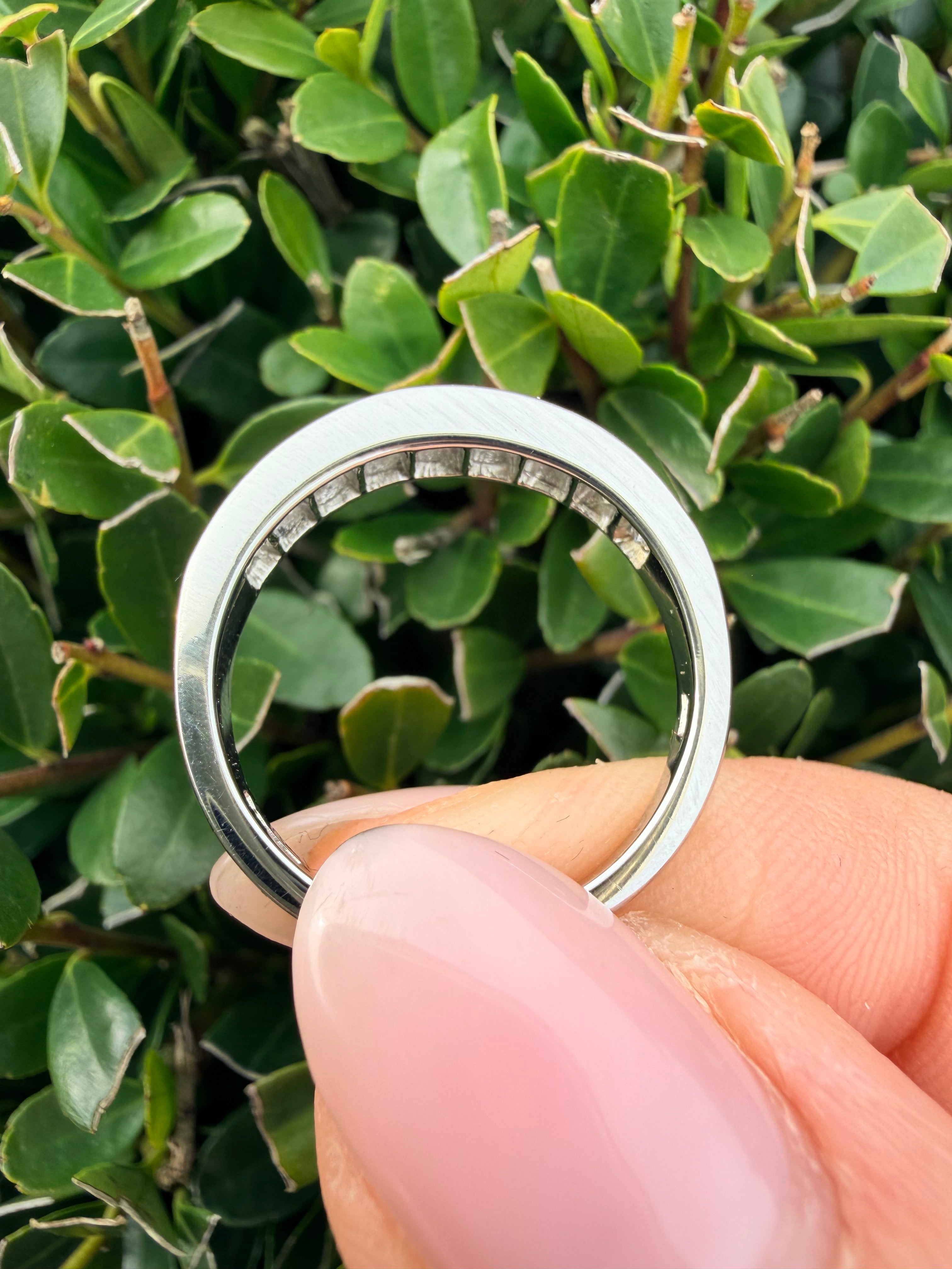 Platinum 1.00ct Natural Princess Cut Diamond Half Eternity Ring Certified