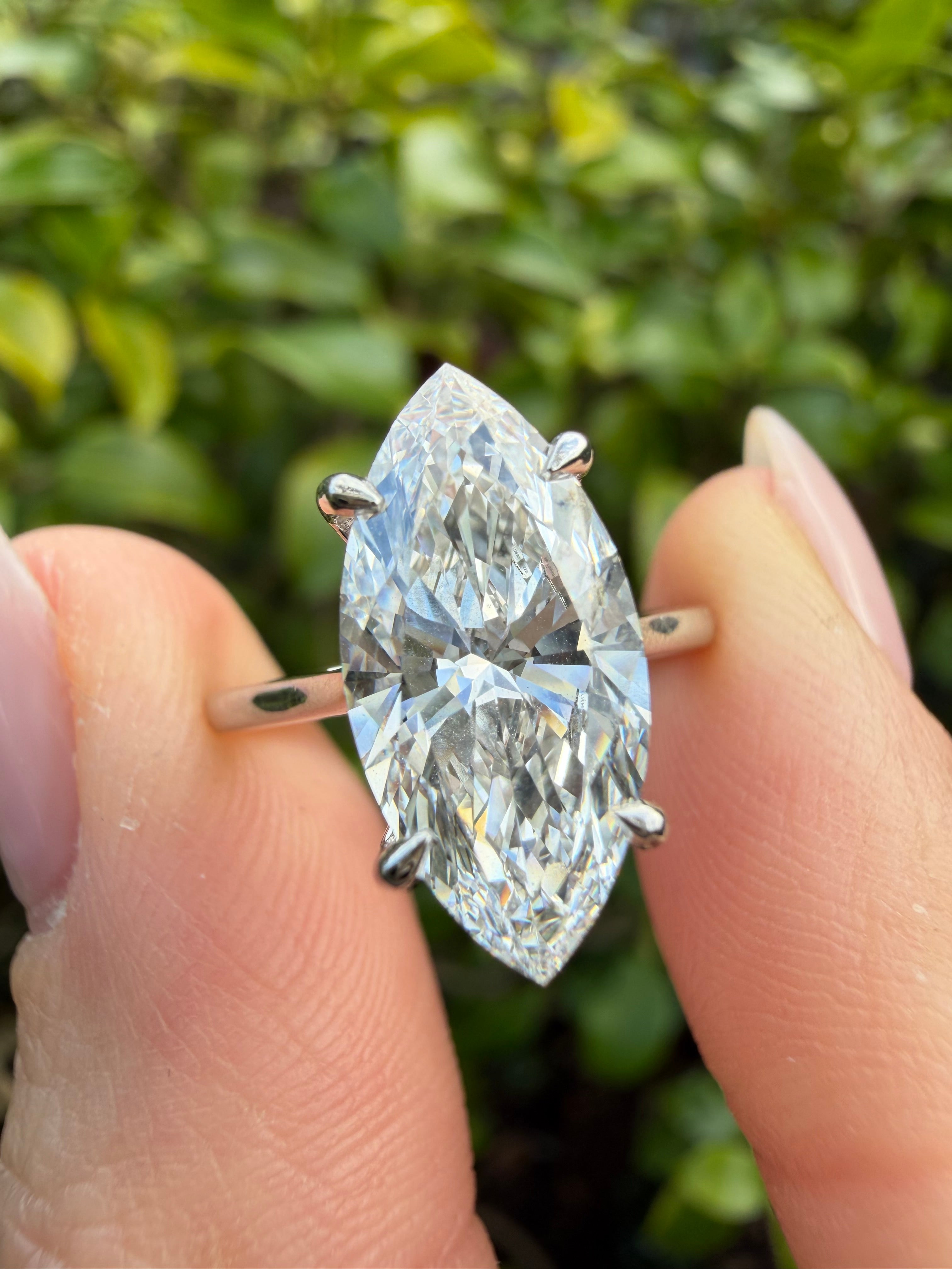 Platinum 3.07ct Marquise Brilliant Cut Lab-Grown Diamond Solitaire Ring – IGI Certified