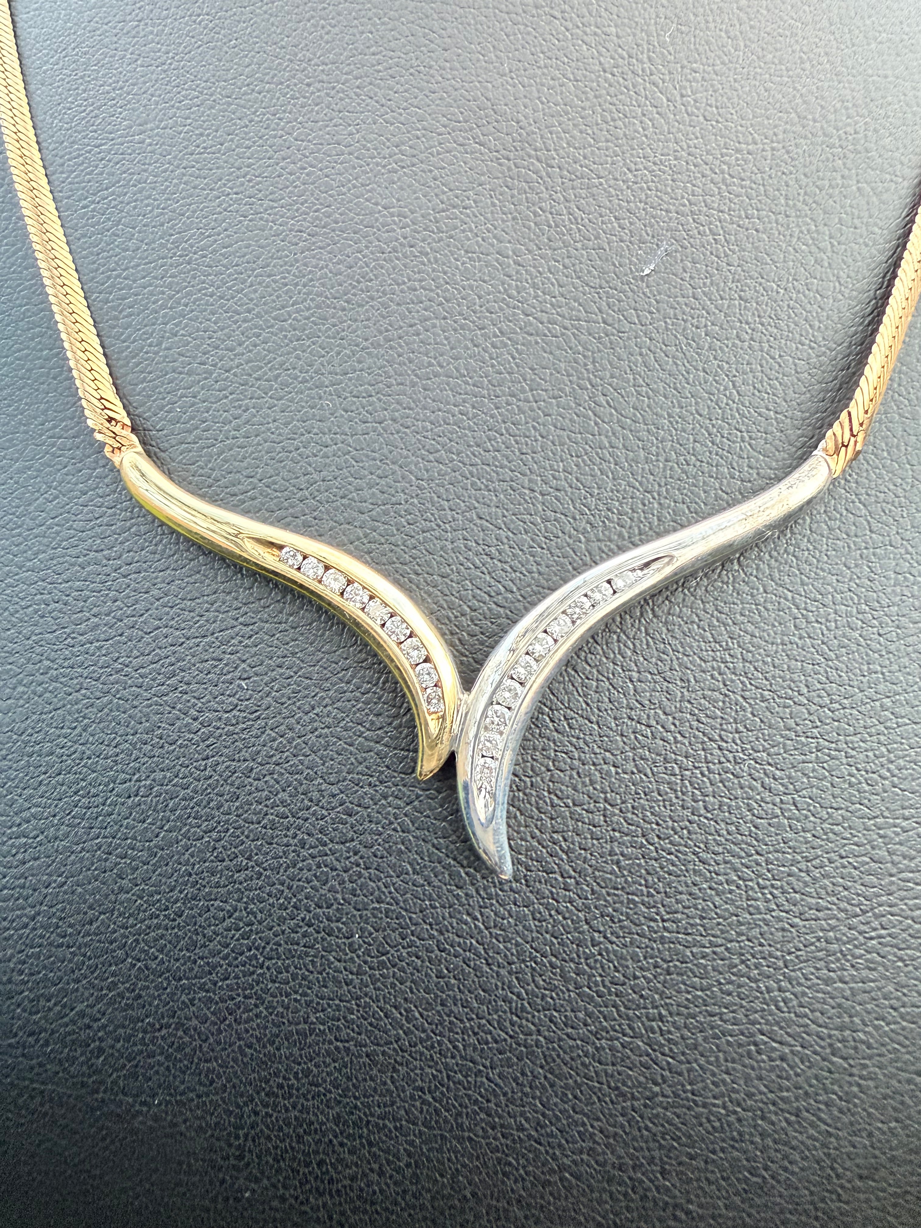 9K Yellow Gold 0.57ct Natural Round Cut Diamond Choker Style Necklace certified