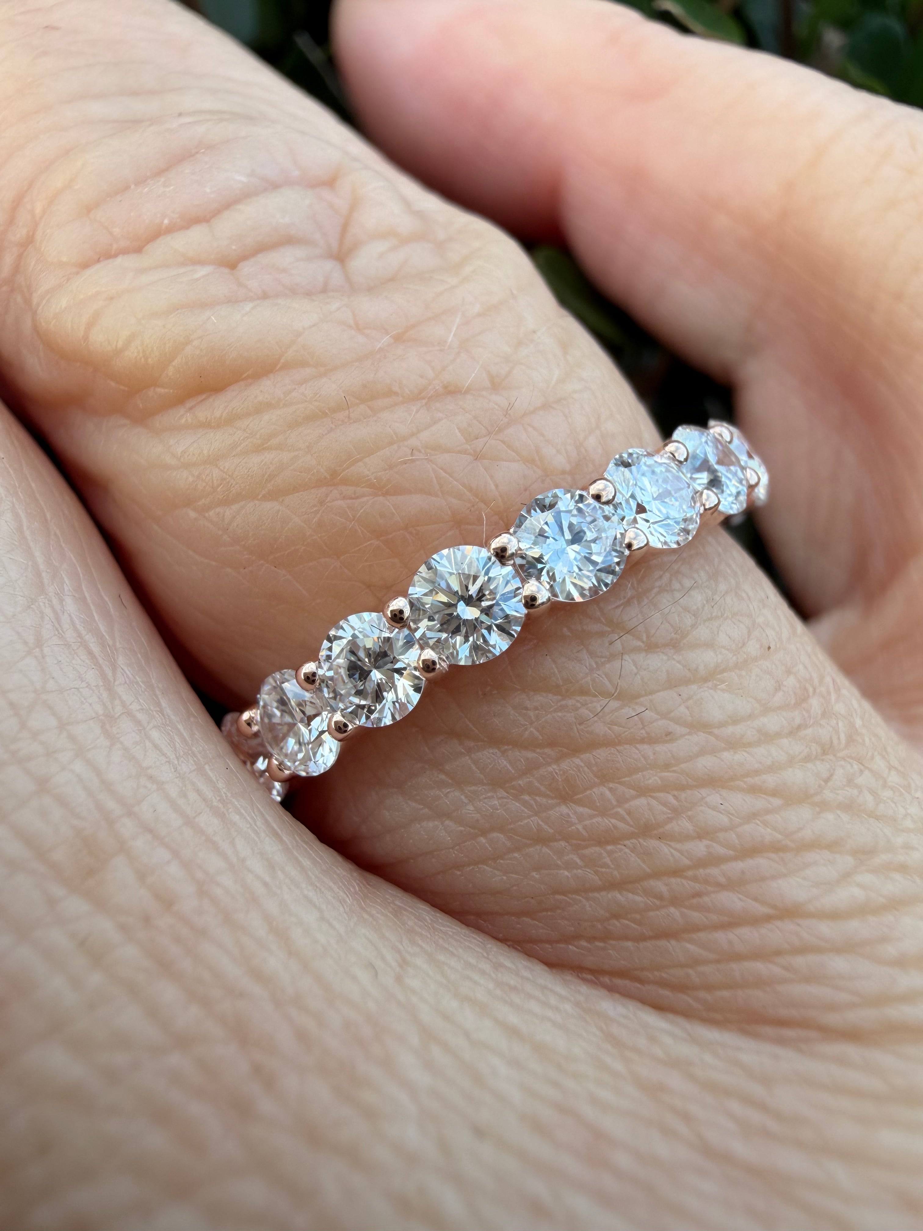 2.38ct round brilliant cut lab grown Diamond Full Eternity Ring 9k Rose Gold IGI certified