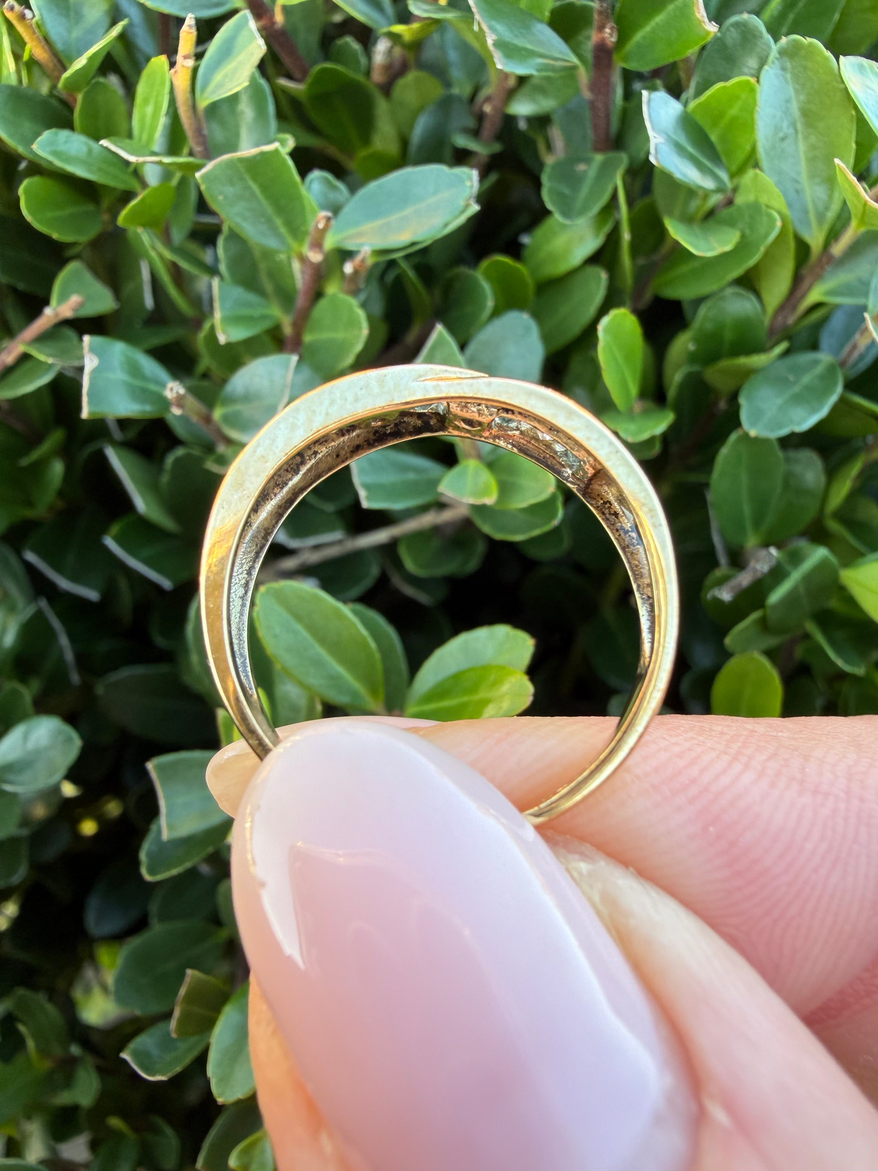 9k Yellow Gold Natural Diamond And Topaz Half Eternity Ring certified