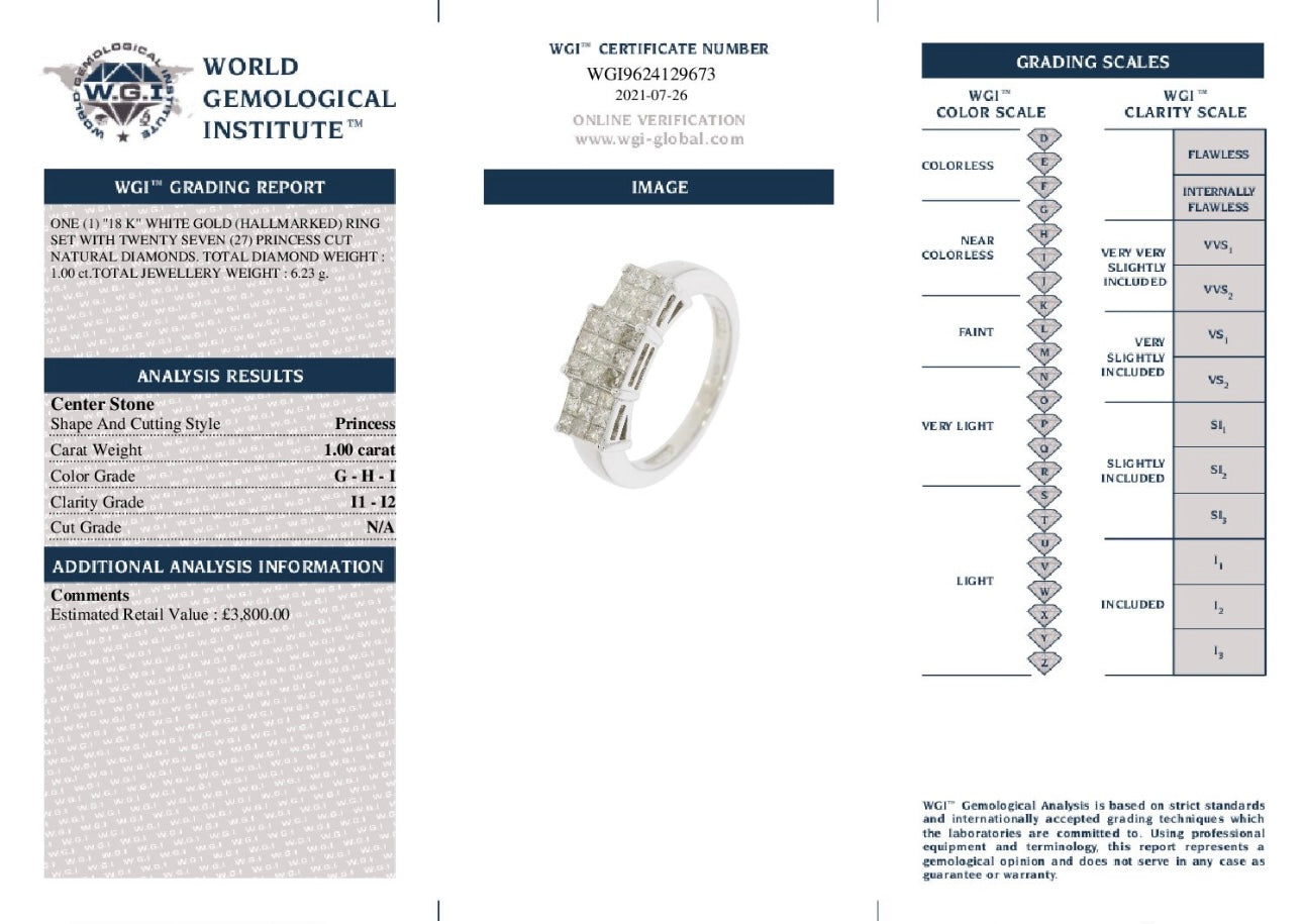 18k White Gold 1.00ct Natural Diamond Cluster Ring certified