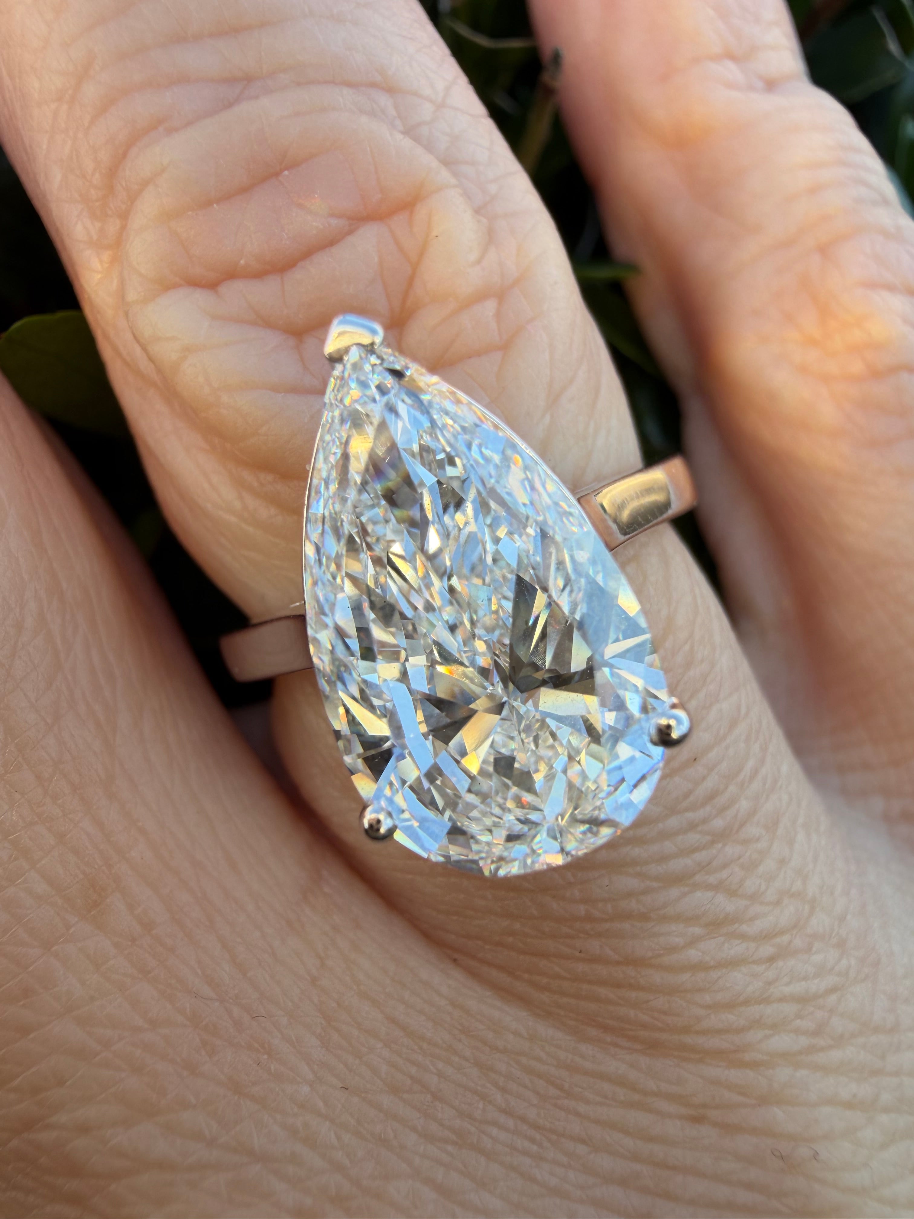 5.00ct pear brilliant cut Lab Grown Diamond Solitaire Ring IGI Certified set in 9k white gold