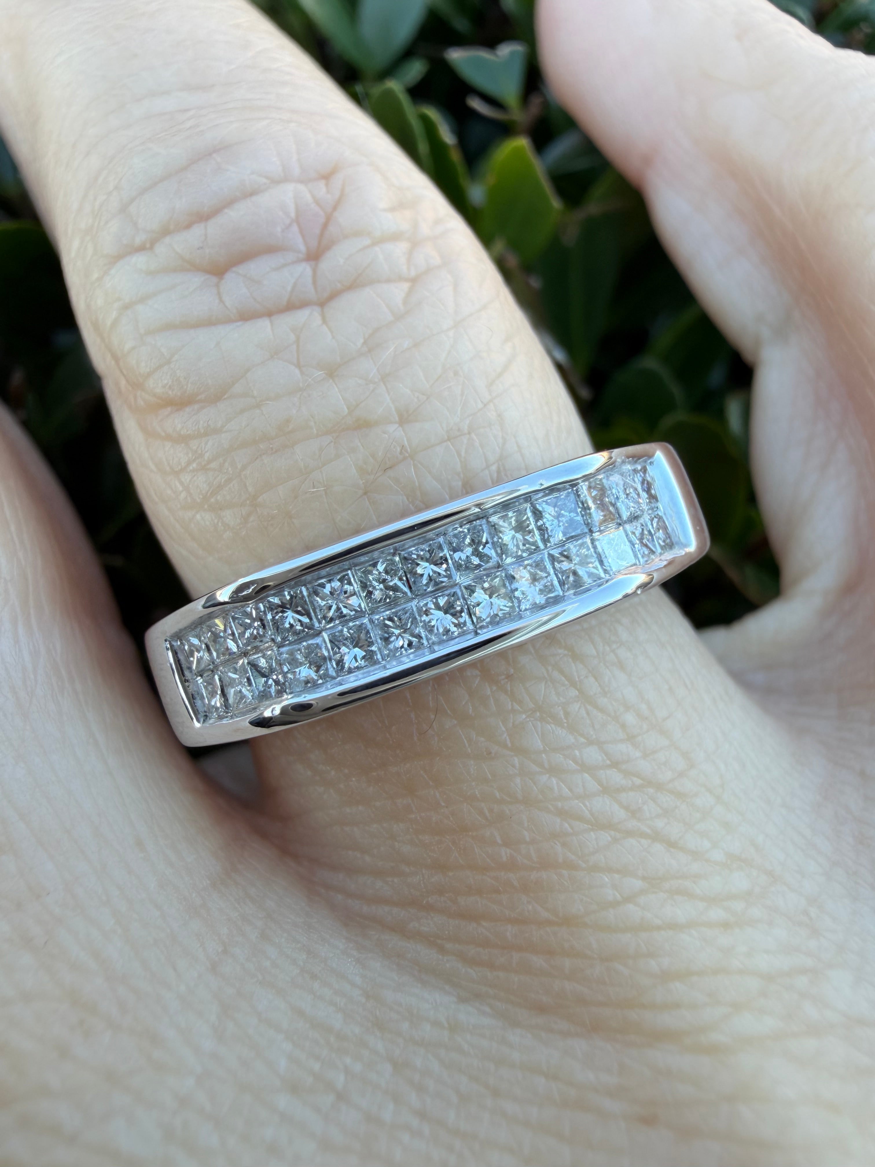 14k White Gold 0.55ct Natural Princess Cut Diamond Ring certified