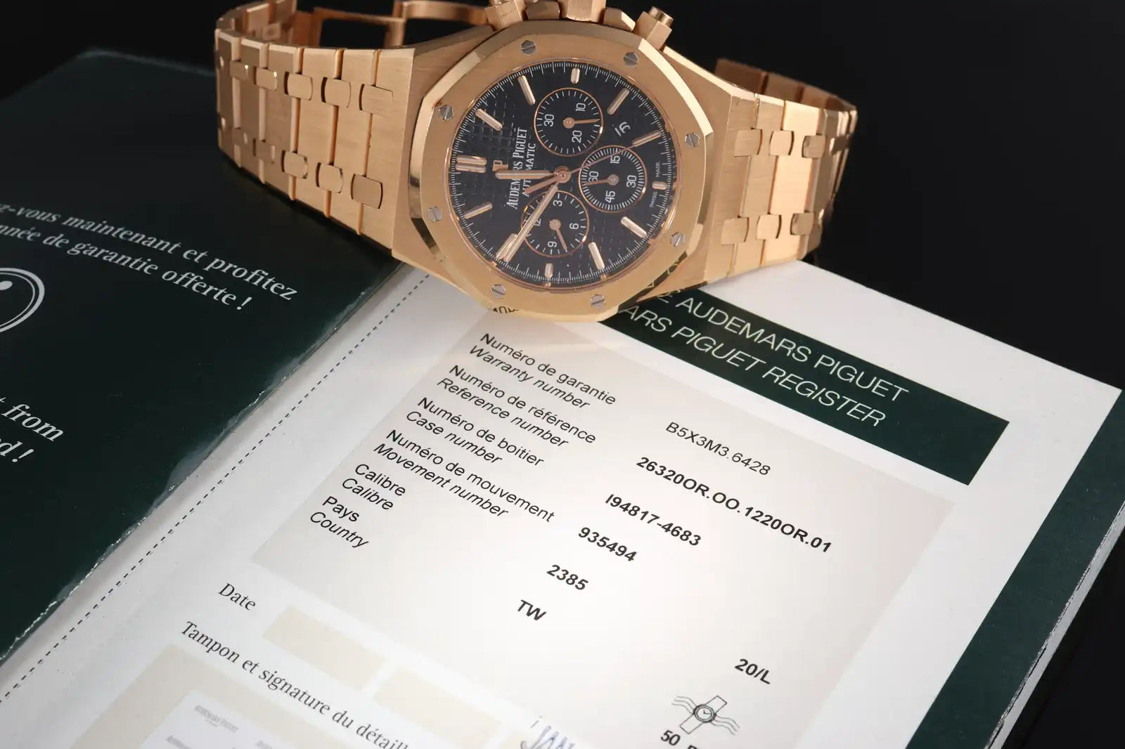 Audemars Piguet Royal Oak Chronograph 18k Rose Gold 2016 Box And Papers