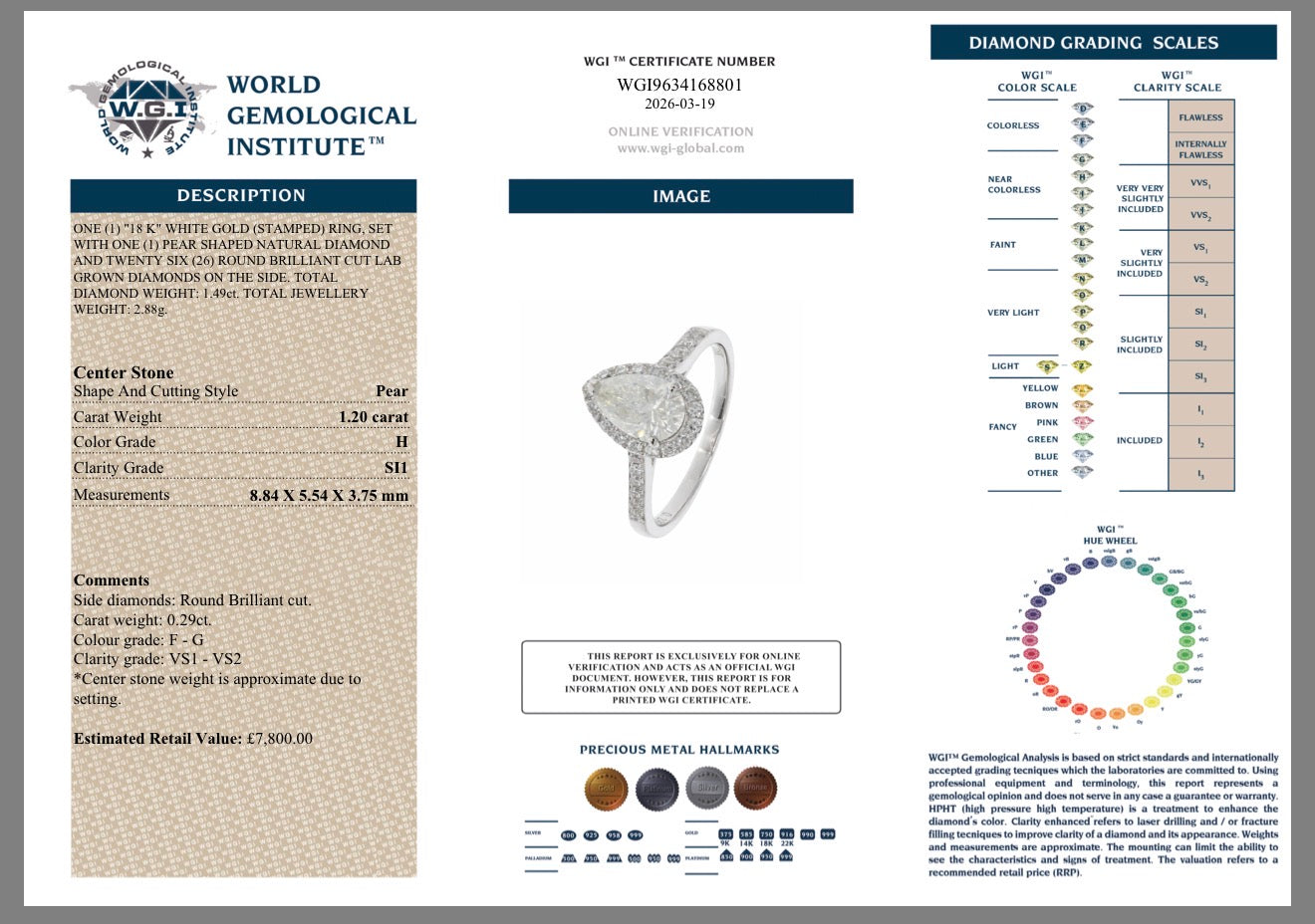 18k White Gold 1.49ct Natural Diamond Halo Ring Certified Lab Grown Mount