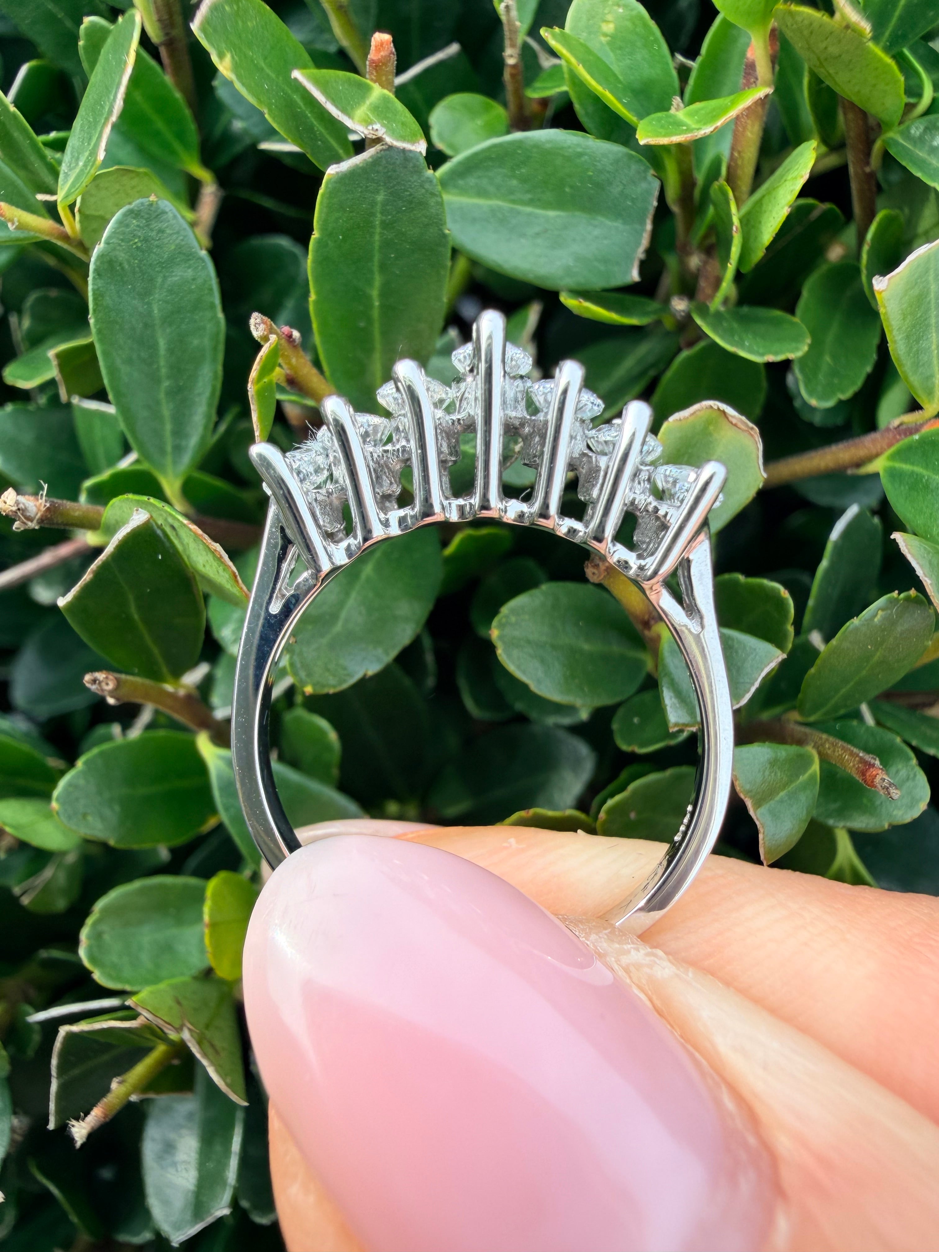 14K Gold 1.00ct Natural Marquise Cut Diamond 7 Stone Ring Certified