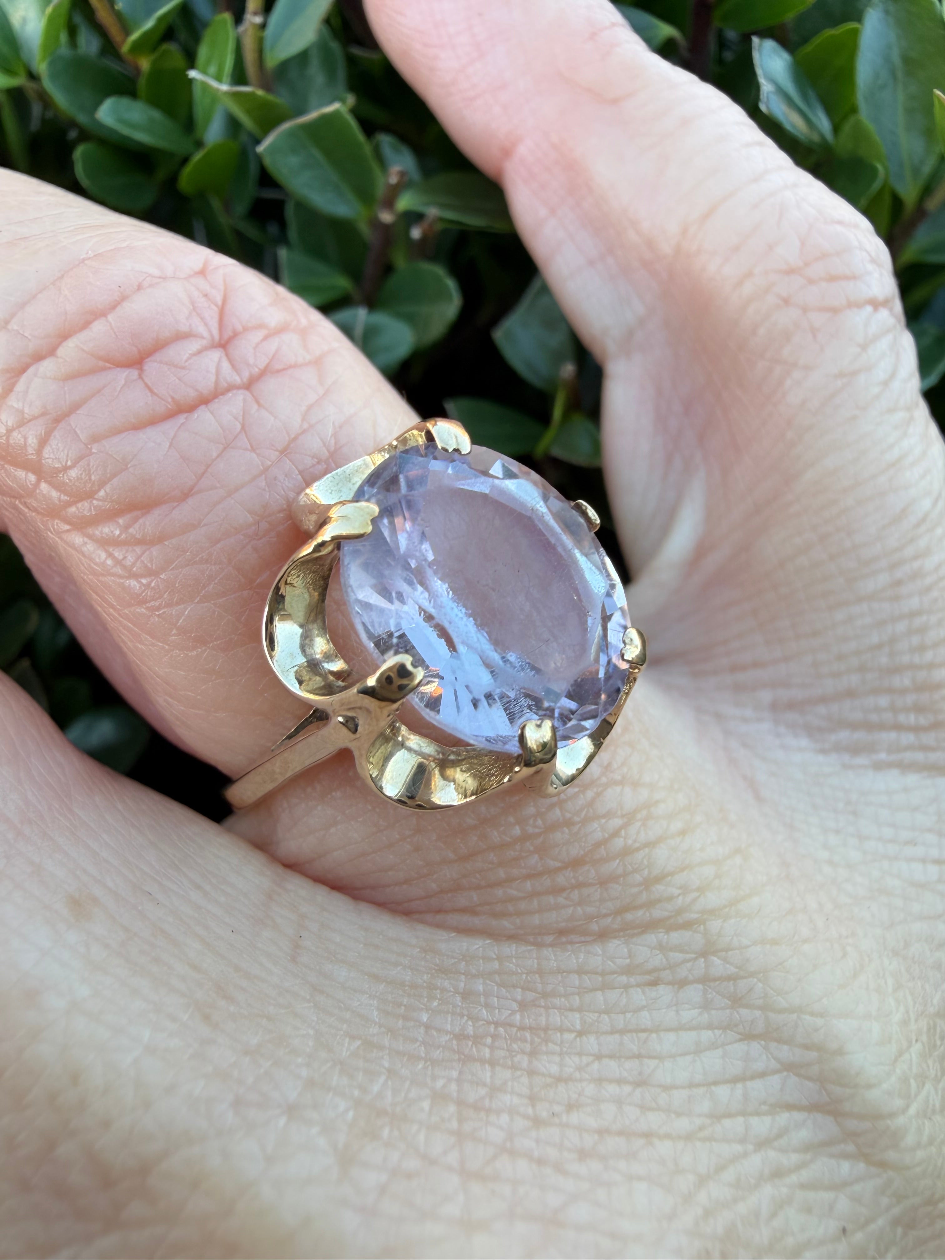 9k Yellow Gold 4.50ct Oval Rose Quartz Solitaire Ring certified