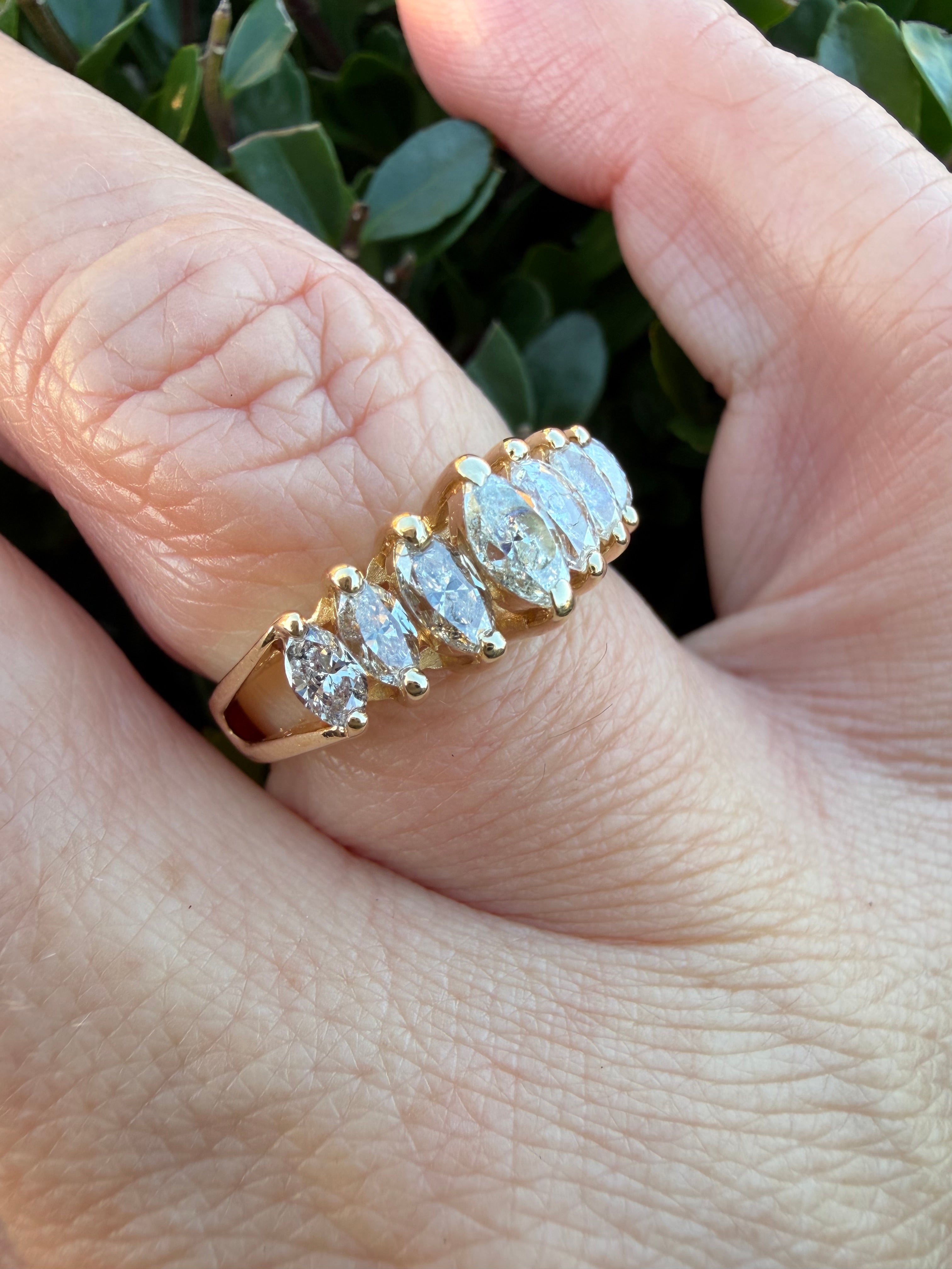 14K Yellow Gold 1.00ct Natural Marquise Cut Diamond Ring – Certified