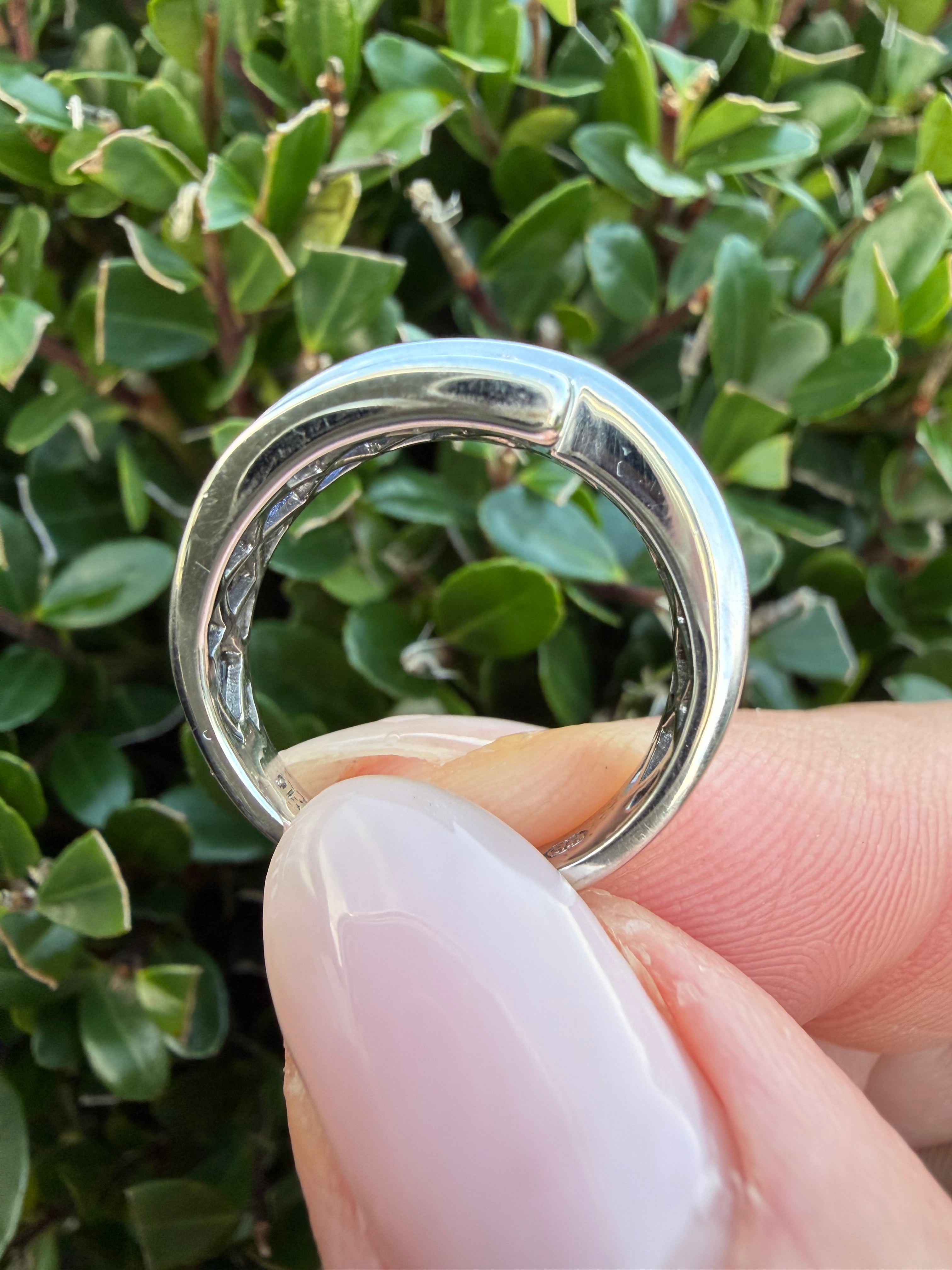 9k White Gold Natural Princess Cut Diamond And Sapphire Half Eternity Ring certified