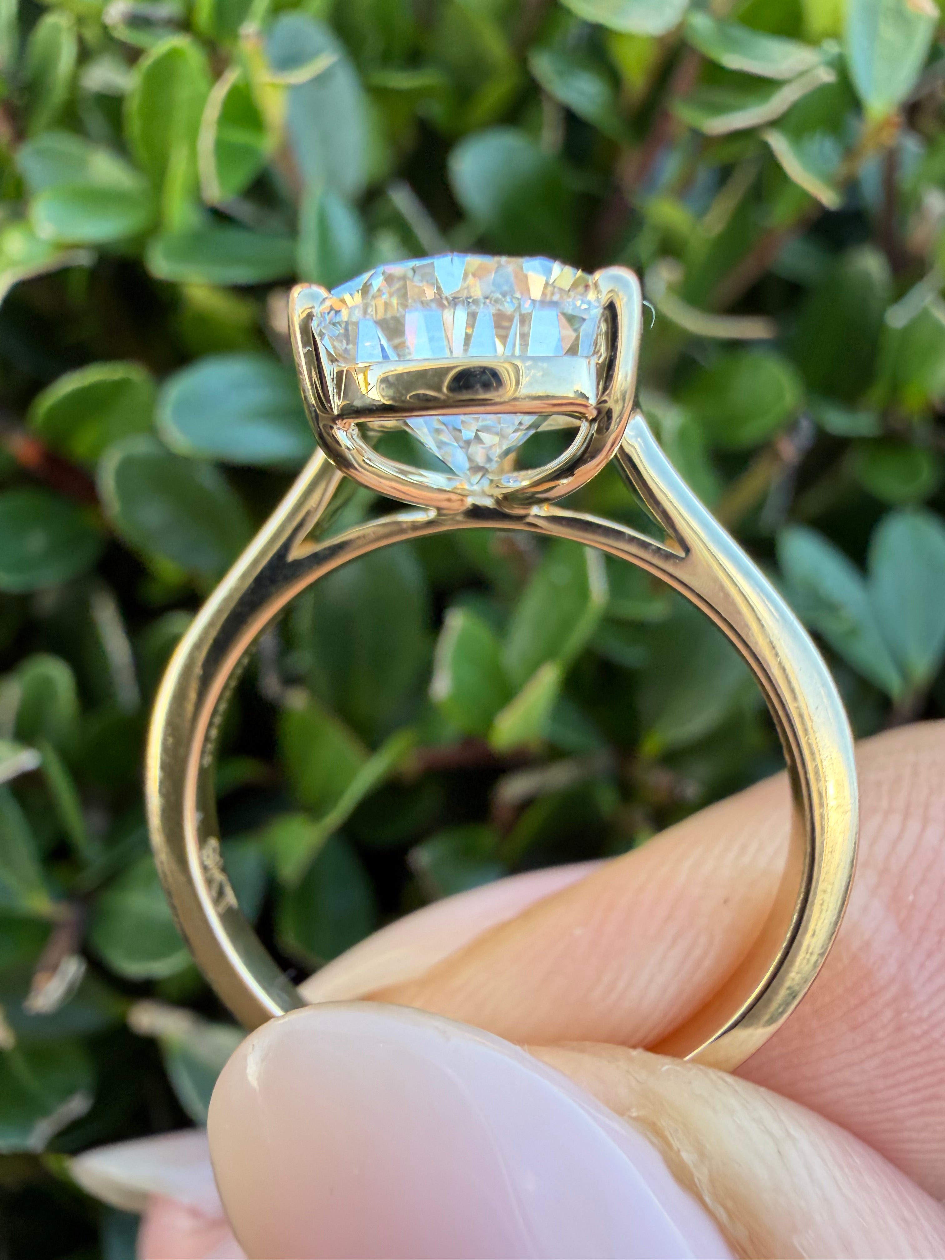 3.01ct pear cut Lab Grown Diamond Solitaire Ring IGI Certified set in 9k yellow gold