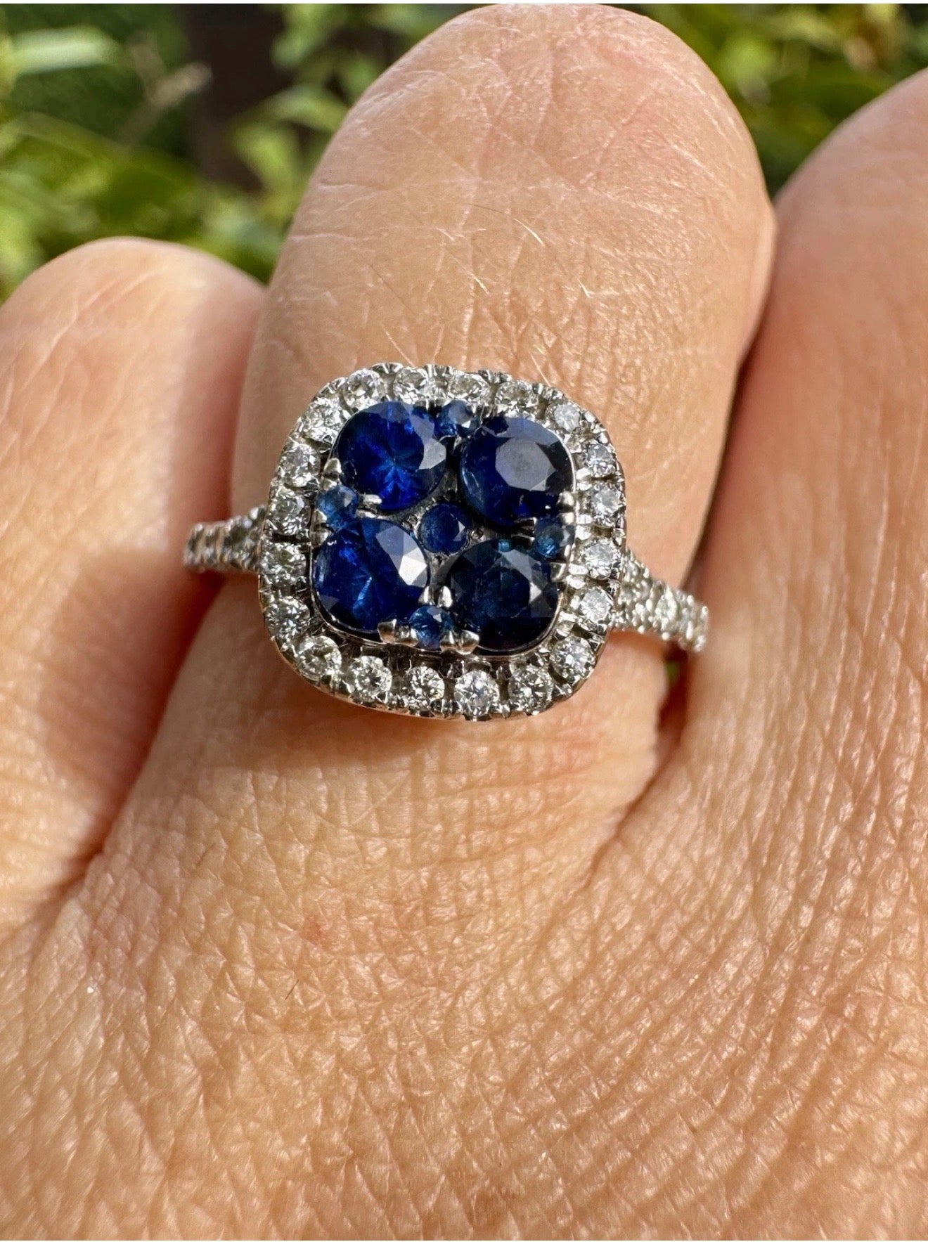 9k White Gold Lab Grown Diamond And Sapphire Ring Certified
