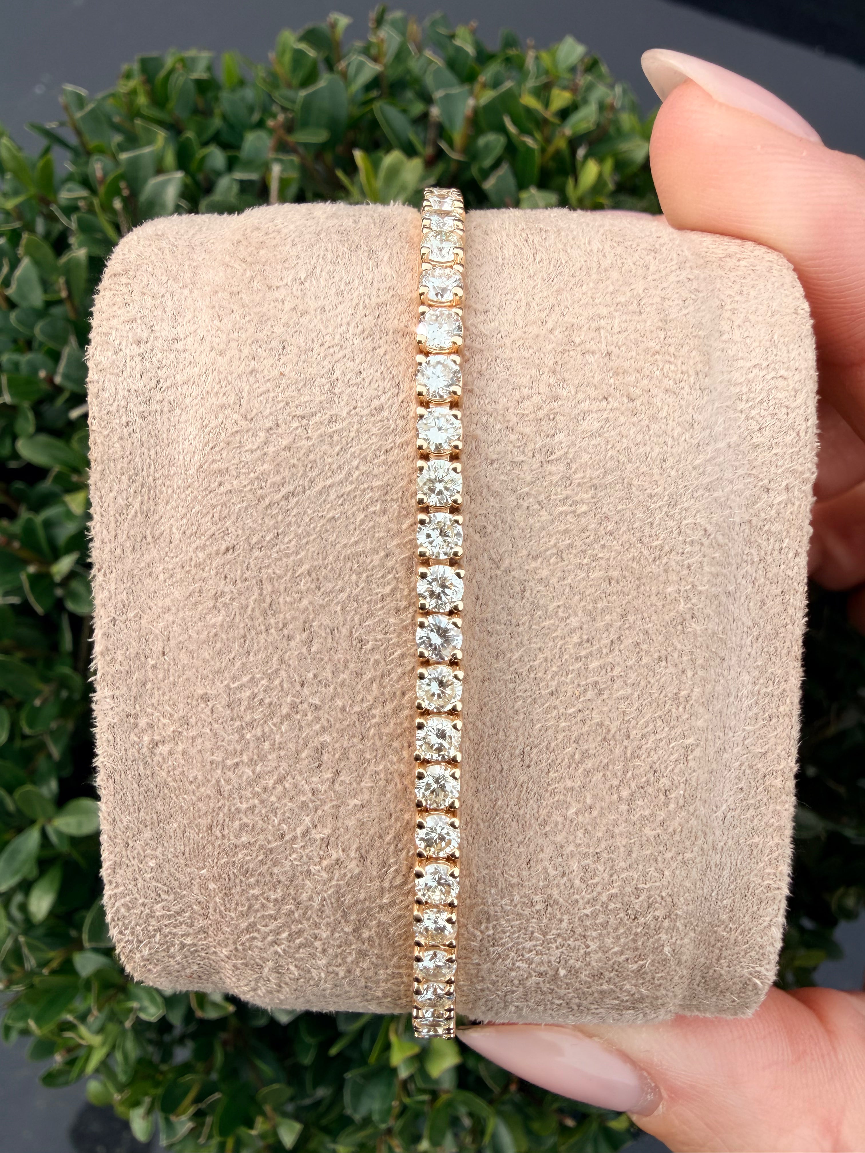 14k Gold 5.50ct Natural Round Cut Diamond Tennis Bracelet Certified Rrp £10100