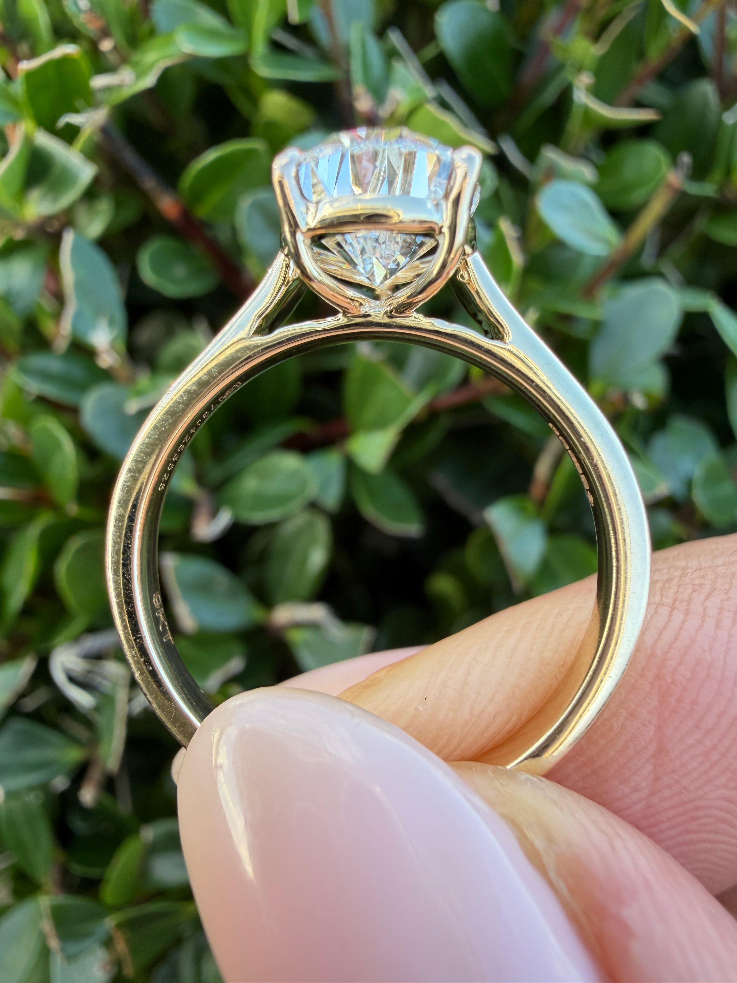 2.04ct pear brilliant cut Lab Grown Diamond Solitaire Ring IGI Certified set in 9k yellow gold